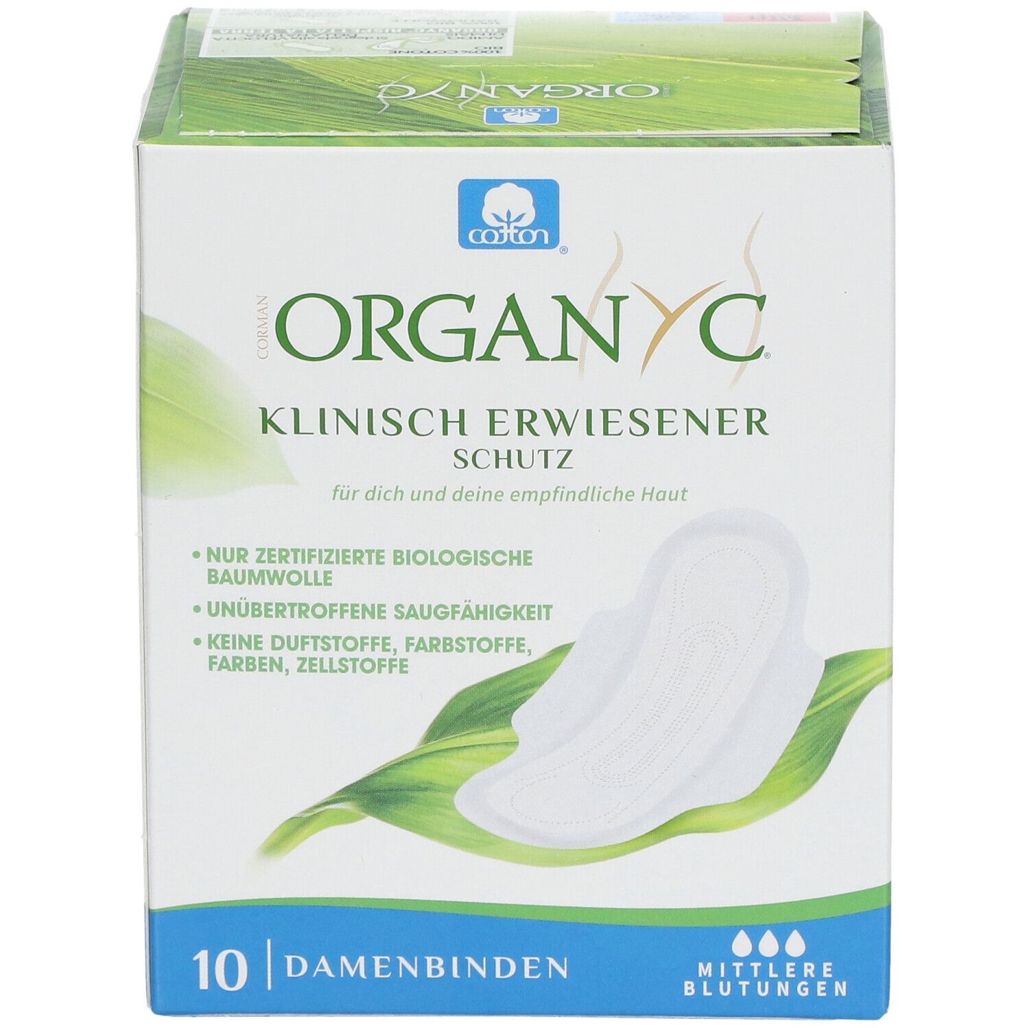 ORGANYC Serviettes hygièniques en coton bio flux normal