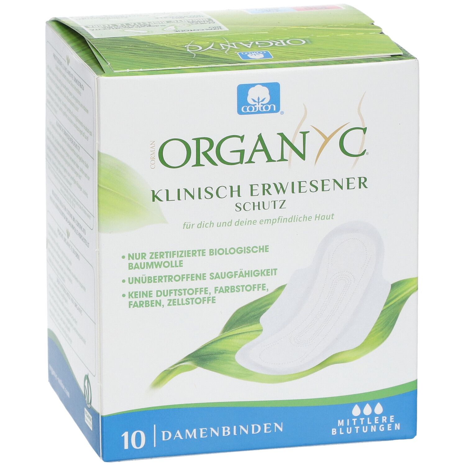 ORGANYC Serviettes hygièniques en coton bio flux normal