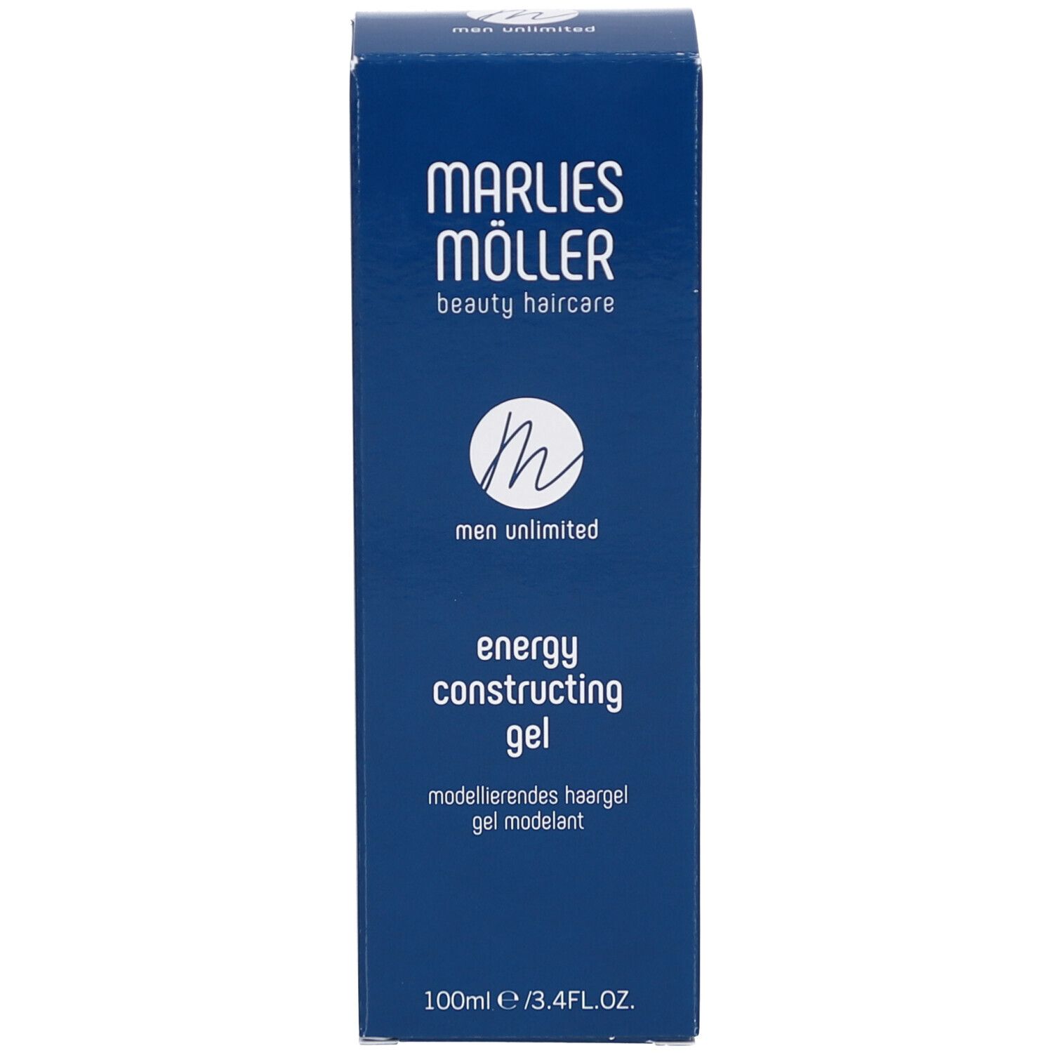 Boîte. Marque Marlies Möller. Texte: energy constructing gel, 100ml.