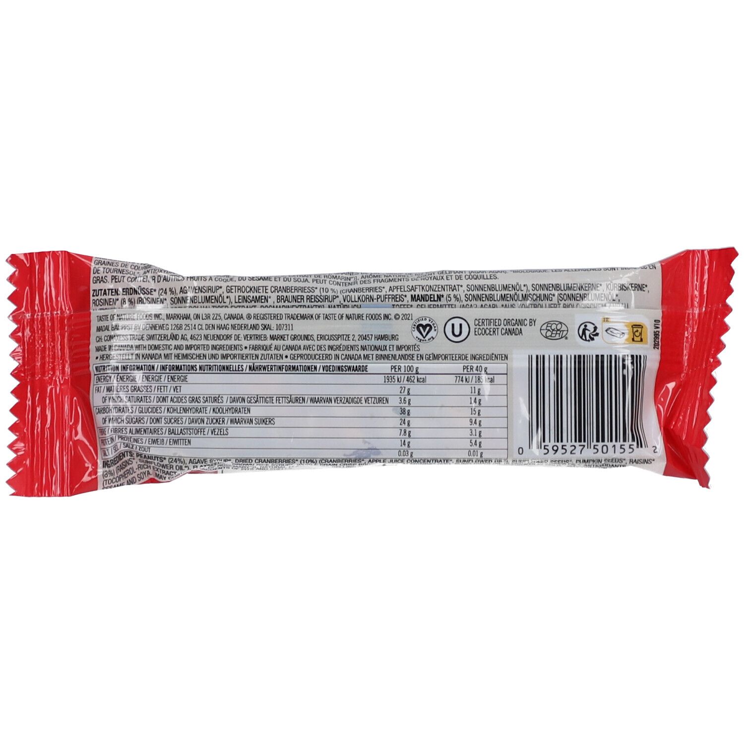 Taste Of Nature Cranberry Müsliriegel Bio