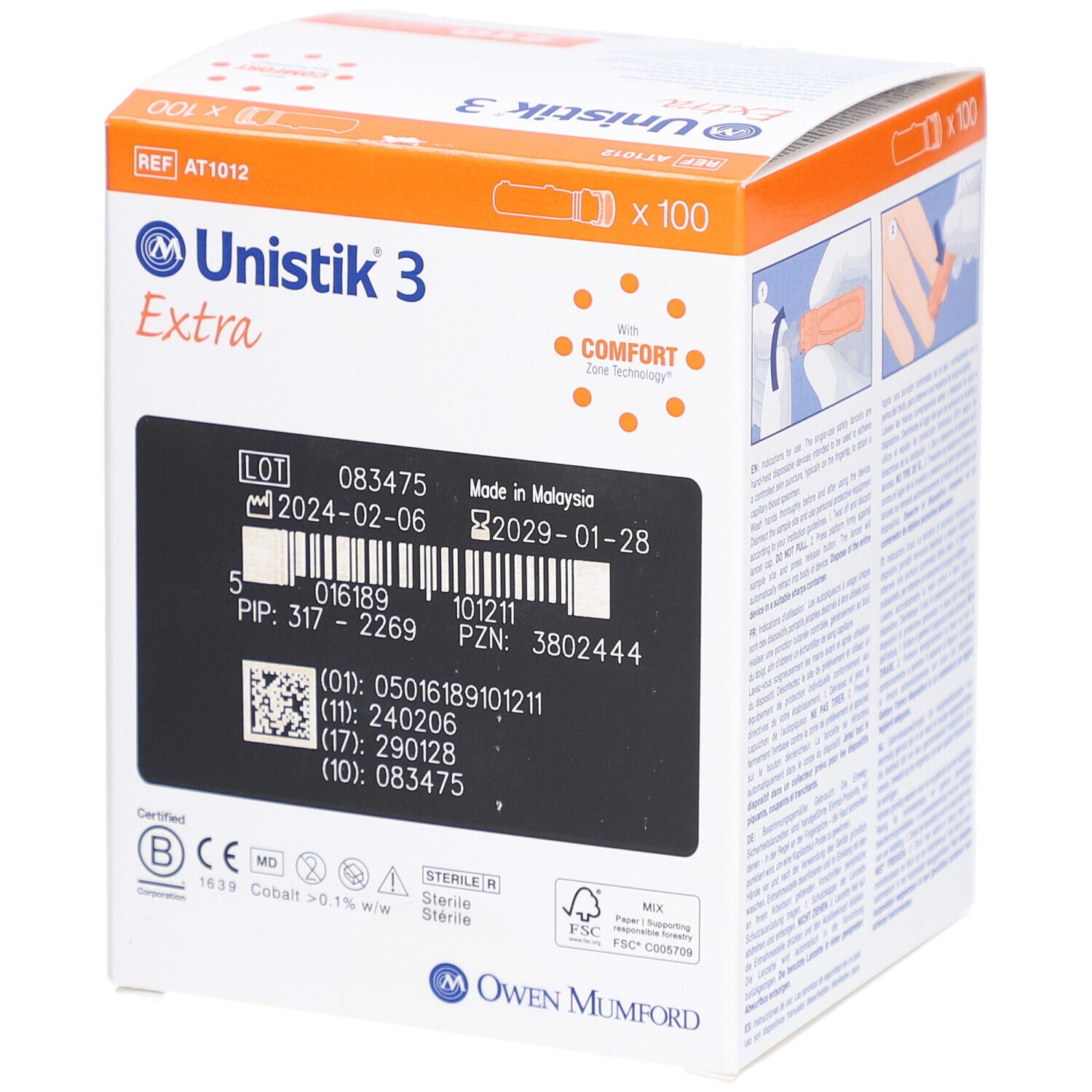 Unistik 3 Extra 2,0 mm 21G Sicherheitslanzetten