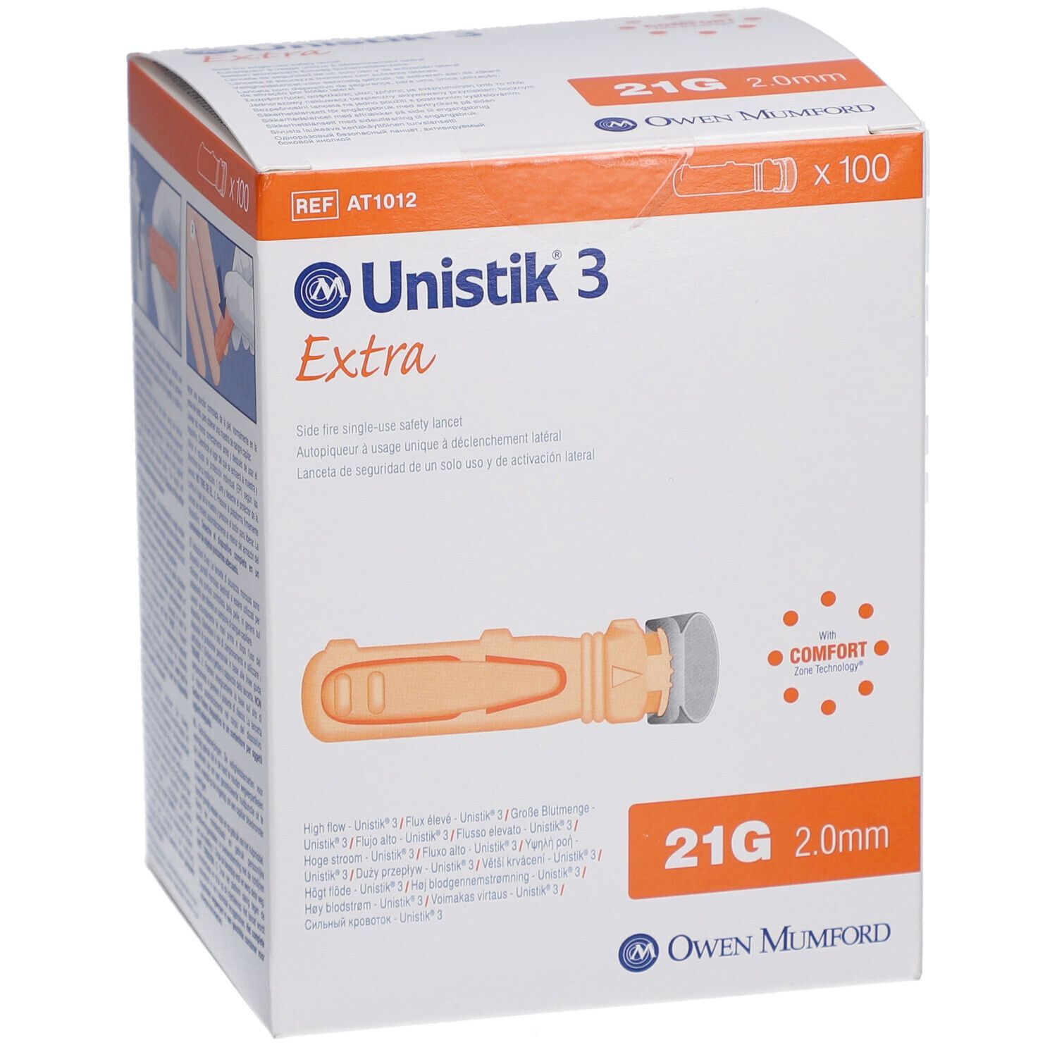 Unistik 3 Extra 2,0 mm 21G Sicherheitslanzetten