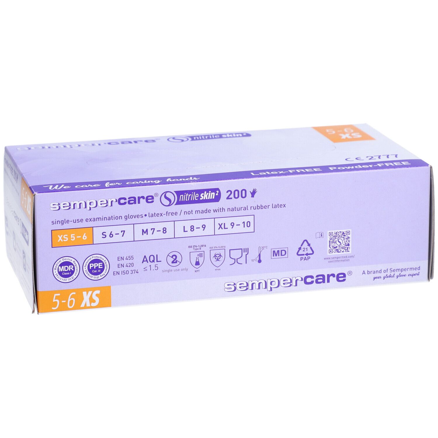 SEMPERCARE Nitrile Skin Handschuhe XS pf unsteril