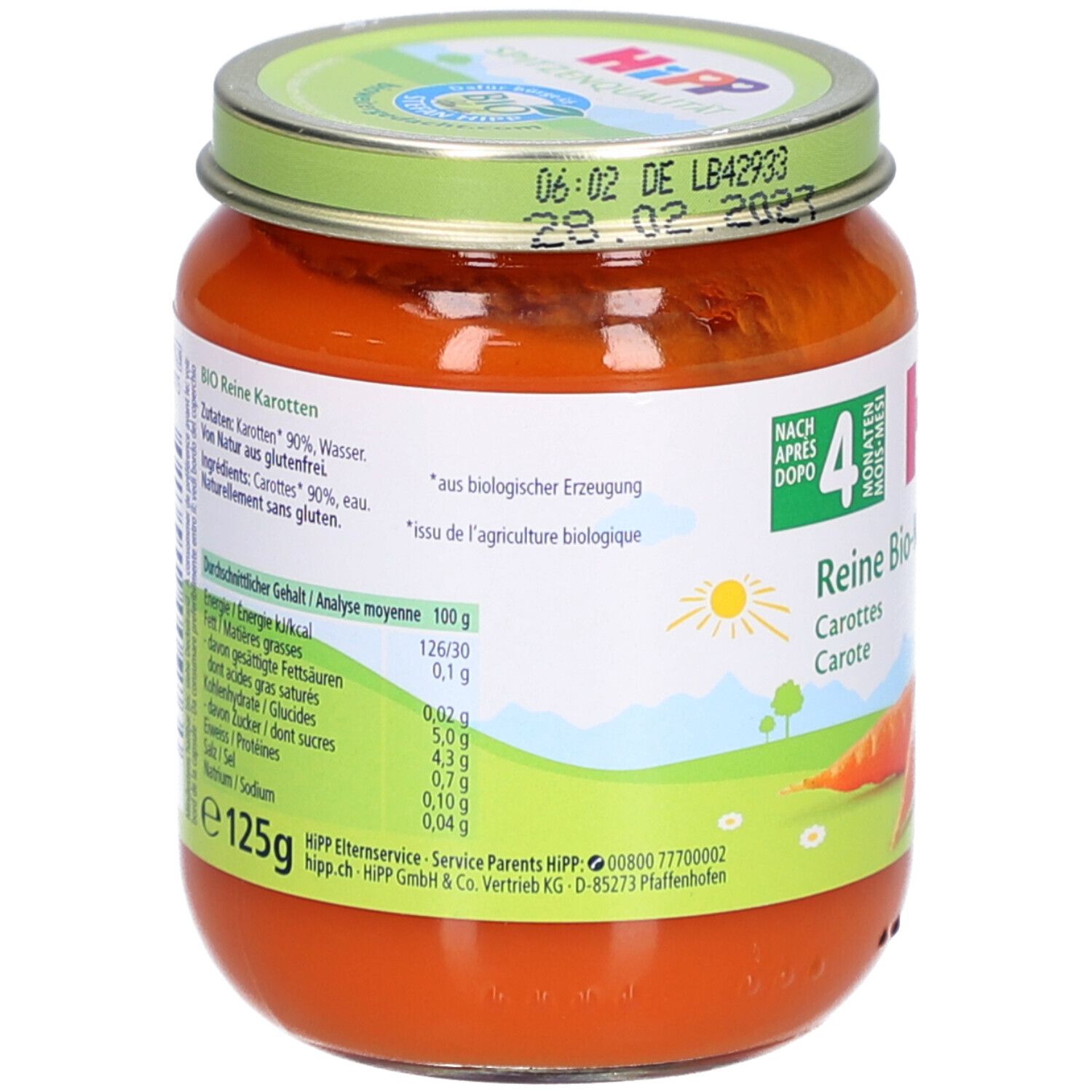 HiPP Reine Bio-Karotten ab dem 5. Monat – mild-süßlich
