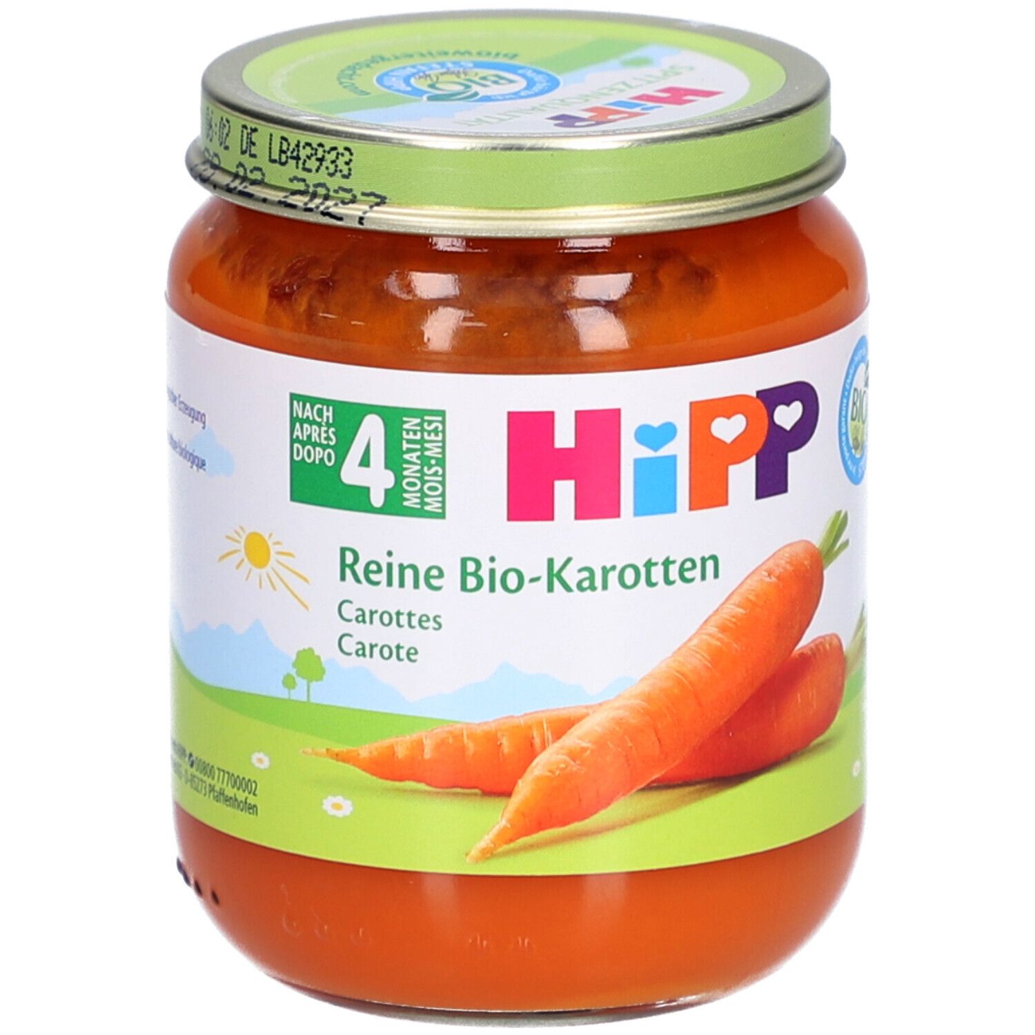 HiPP Reine Bio-Karotten ab dem 5. Monat – mild-süßlich