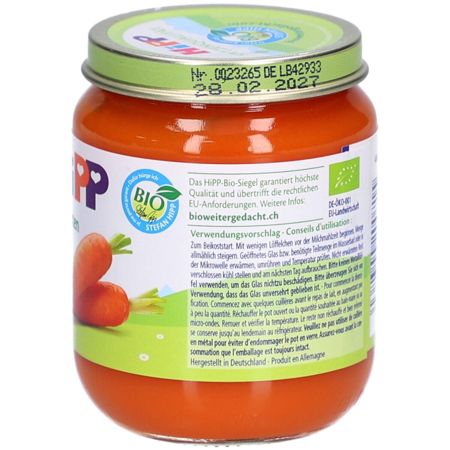HiPP Reine Bio-Karotten ab dem 5. Monat – mild-süßlich