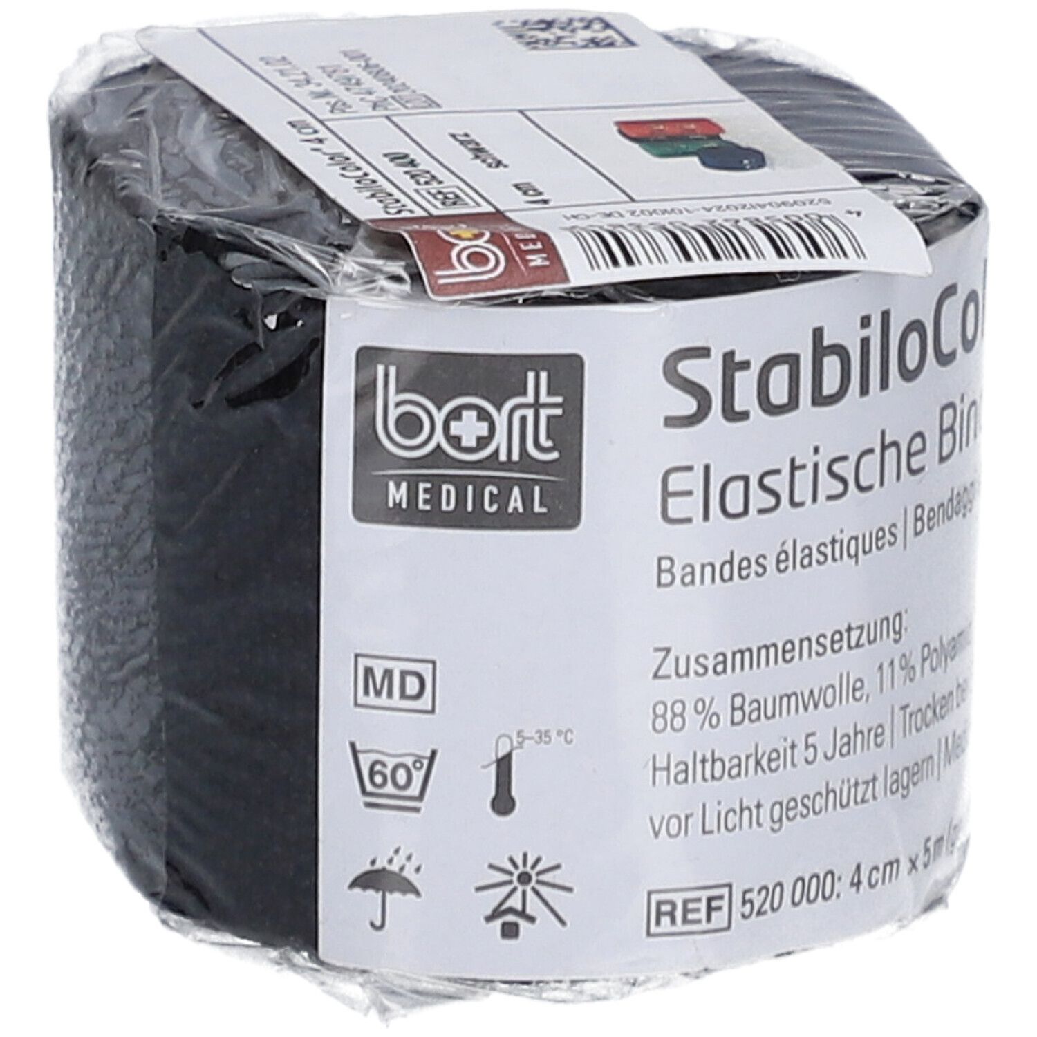 BORT StabiloColor® Bandes élastiques 4 cm noire