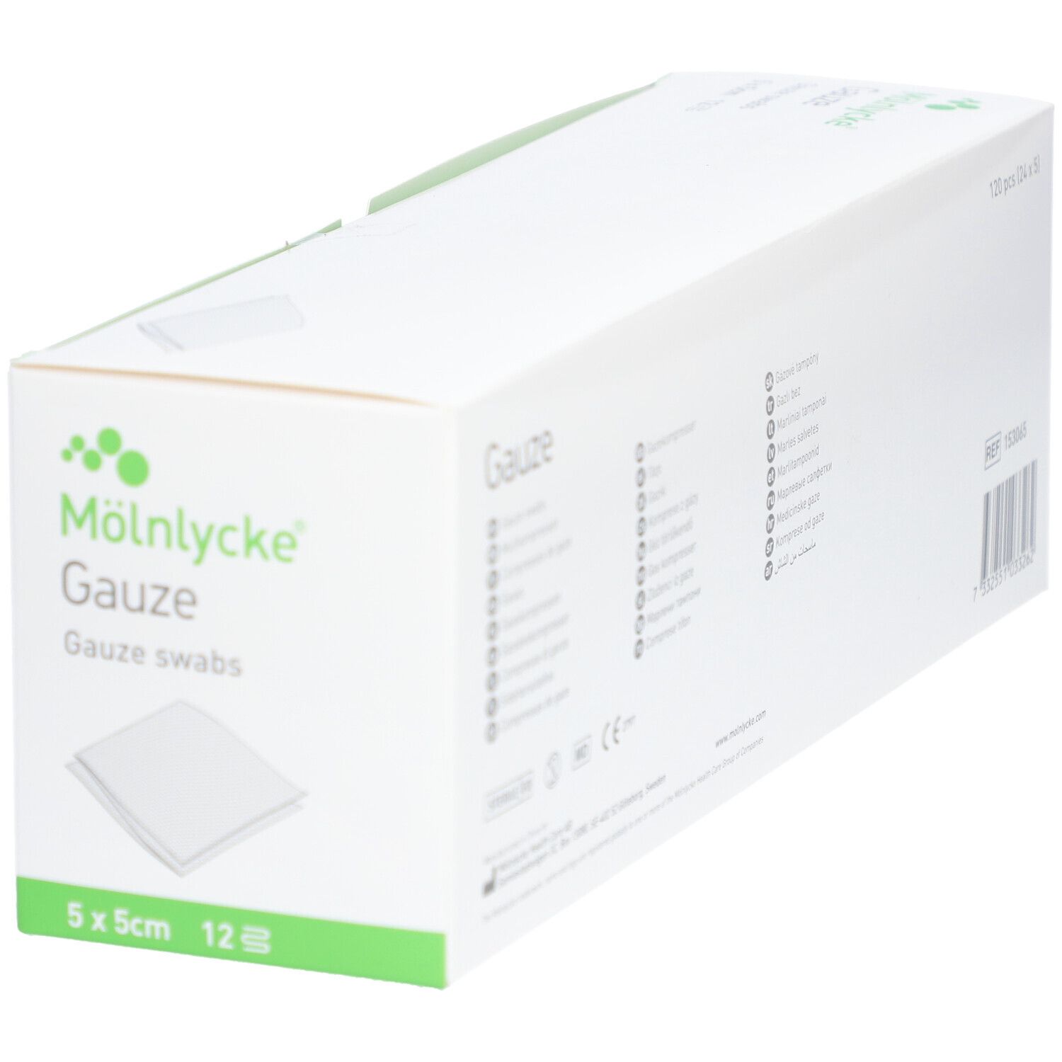 MÖLNLYCKE Gazekompr 5x5cm 12lag st 24 Btl 5 Stk