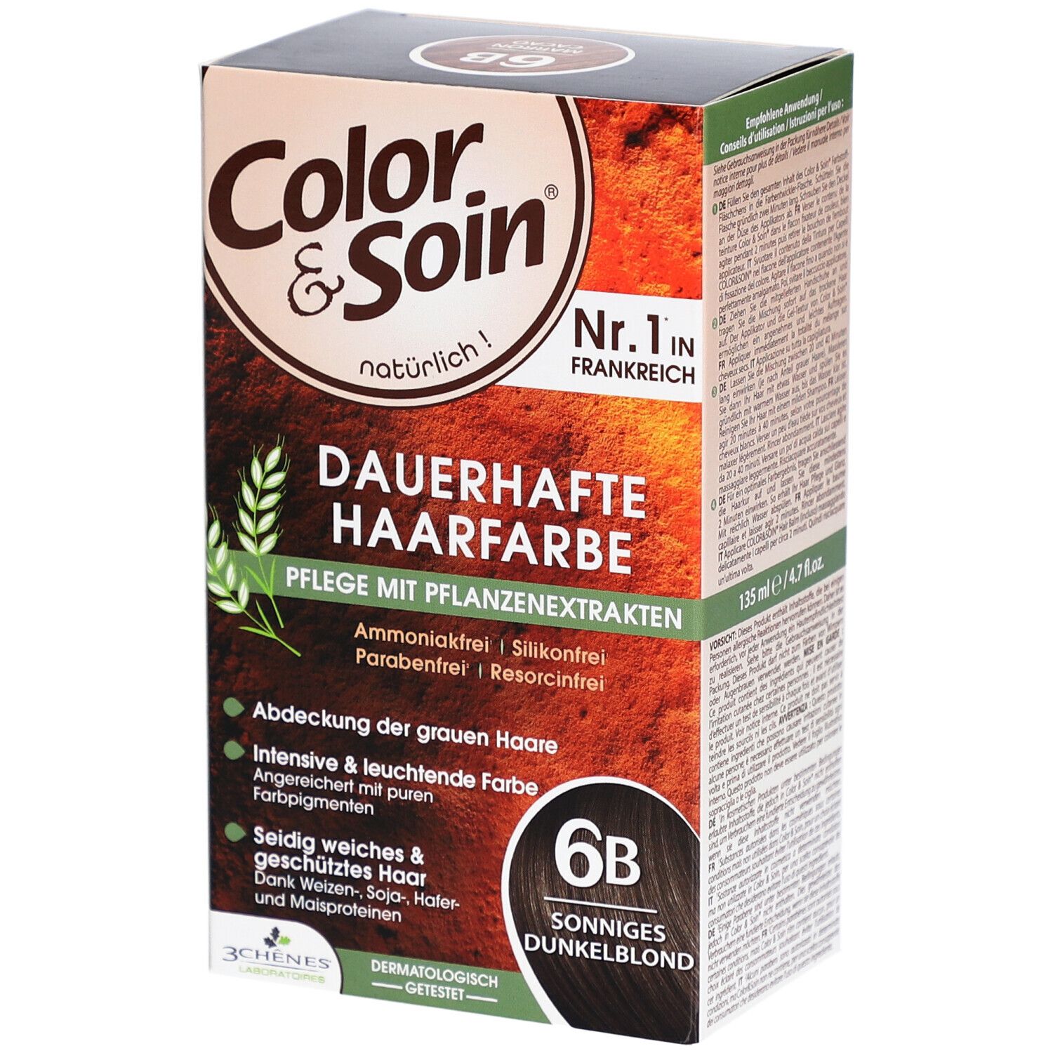 Color & Soin® Dauerhafte Haarfarbe 6B Sonniges Dunkelblond