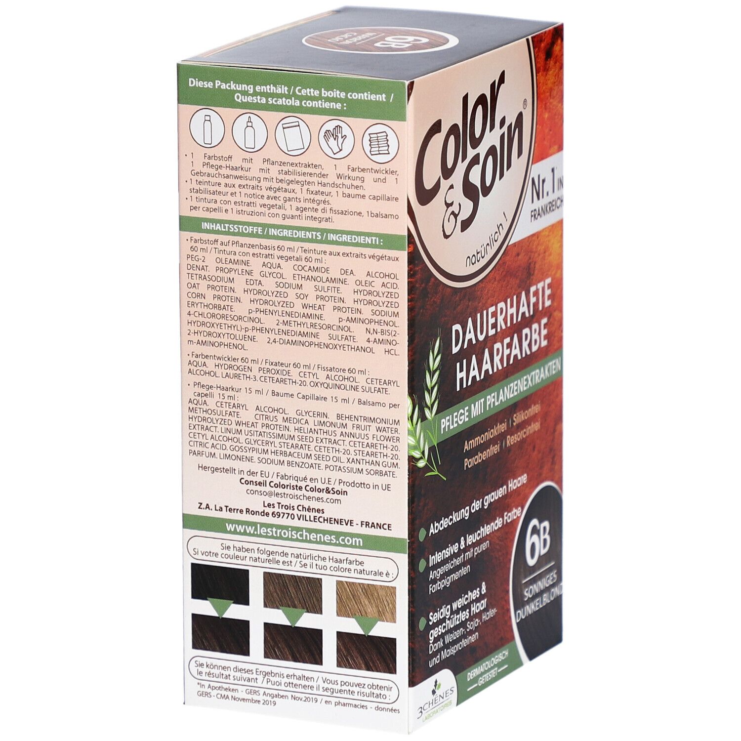 Color & Soin® Dauerhafte Haarfarbe 6B Sonniges Dunkelblond