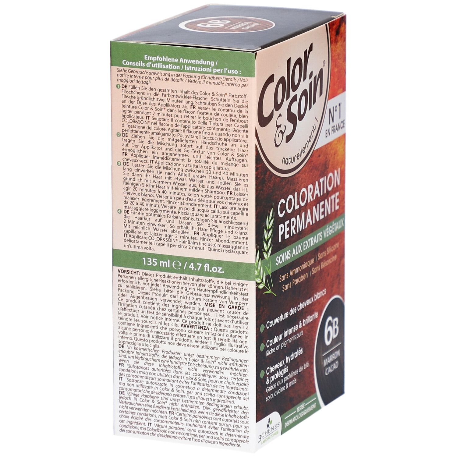 Color & Soin® Dauerhafte Haarfarbe 6B Sonniges Dunkelblond