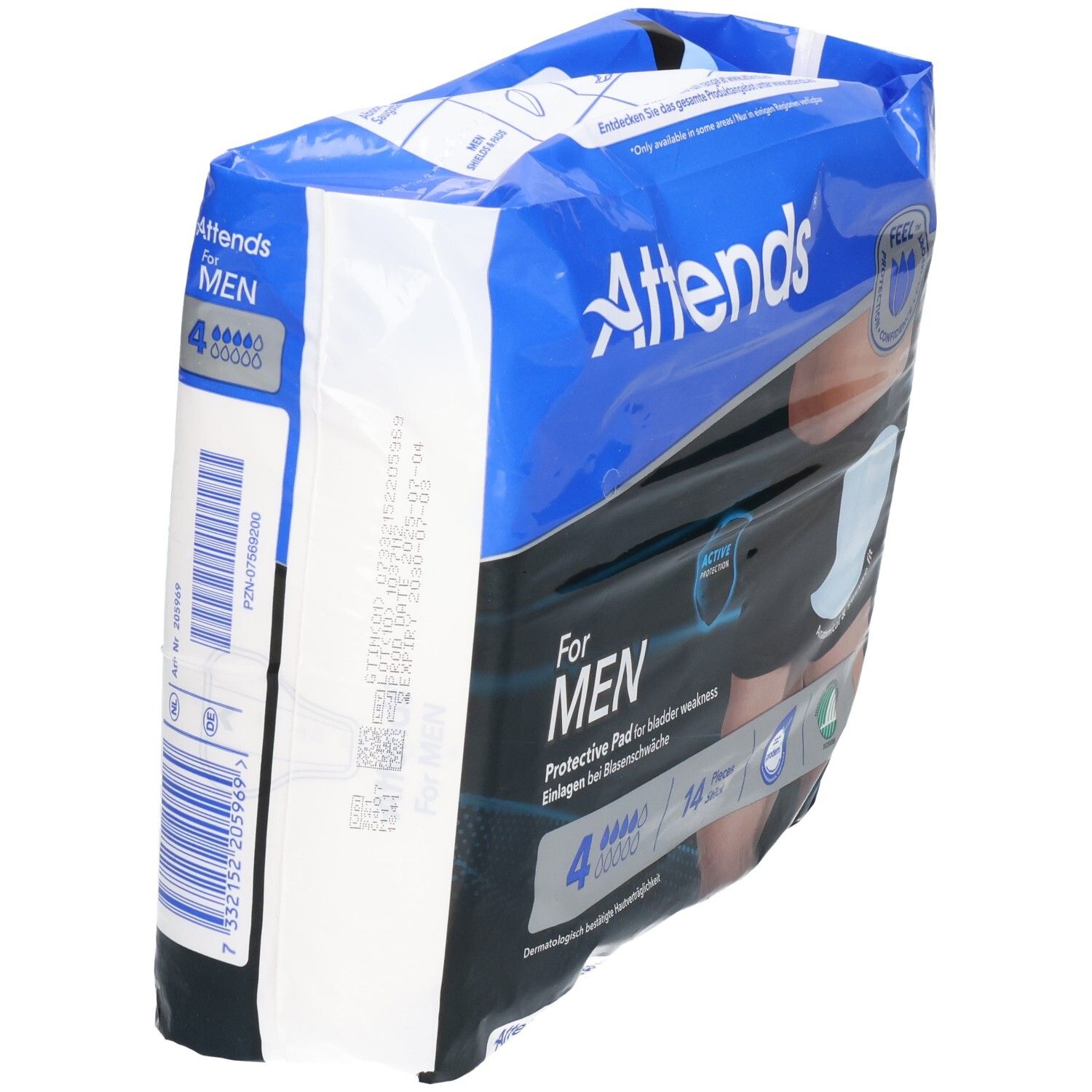 Attends for Men 4. Inkontinenzeinlagen für Männer. Packung mit 4 Stück.