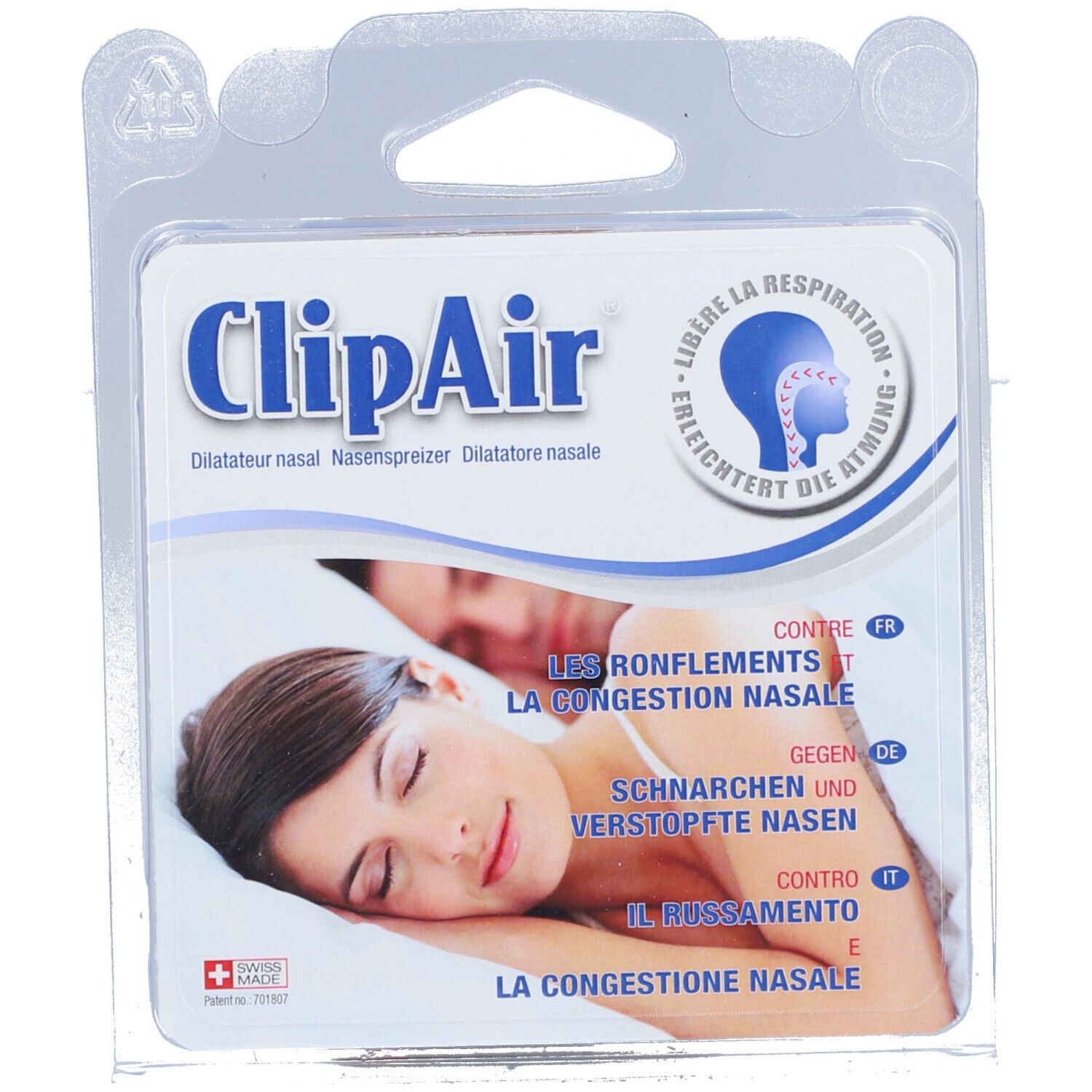 CLIPAIR Dilatateur nasal S/M/L contre les ronflements et la congestion nasale