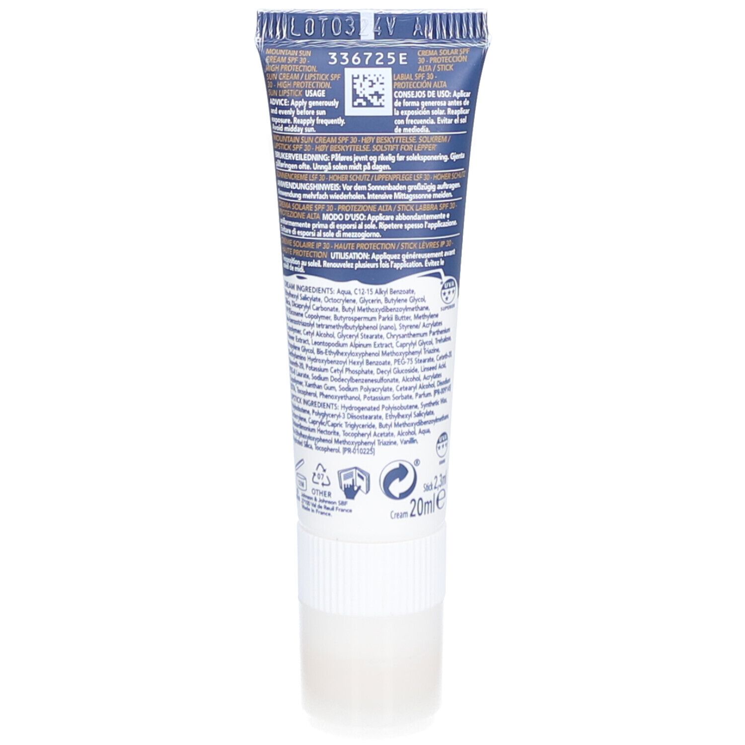 PIZ BUIN® ​MOUNTAIN Crème Solaire + Stick Lèvres SPF30