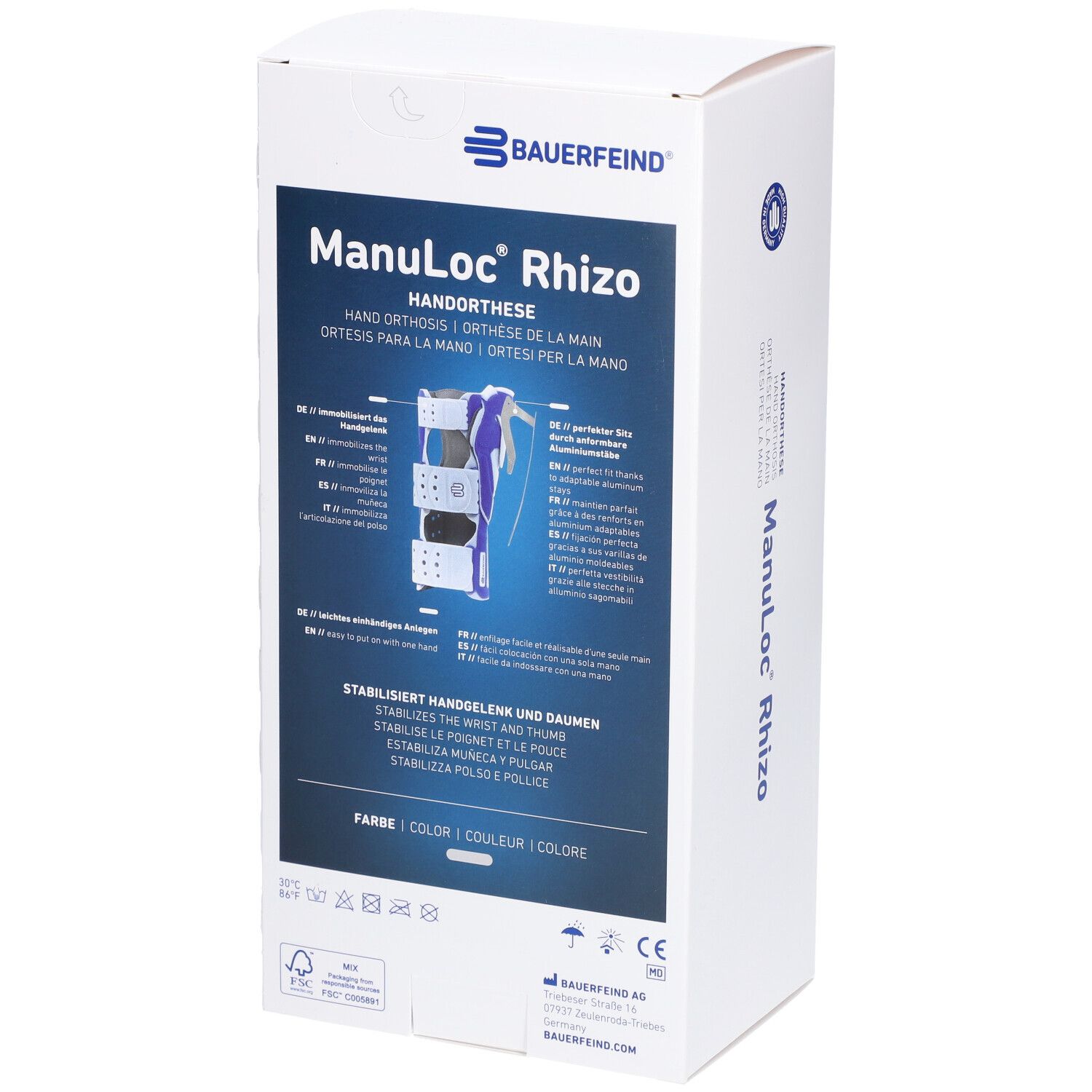 BAUERFEIND Manuloc® Rhizo Orthese Handgelenk-Daumen Stabilisator Größe 1 rechts