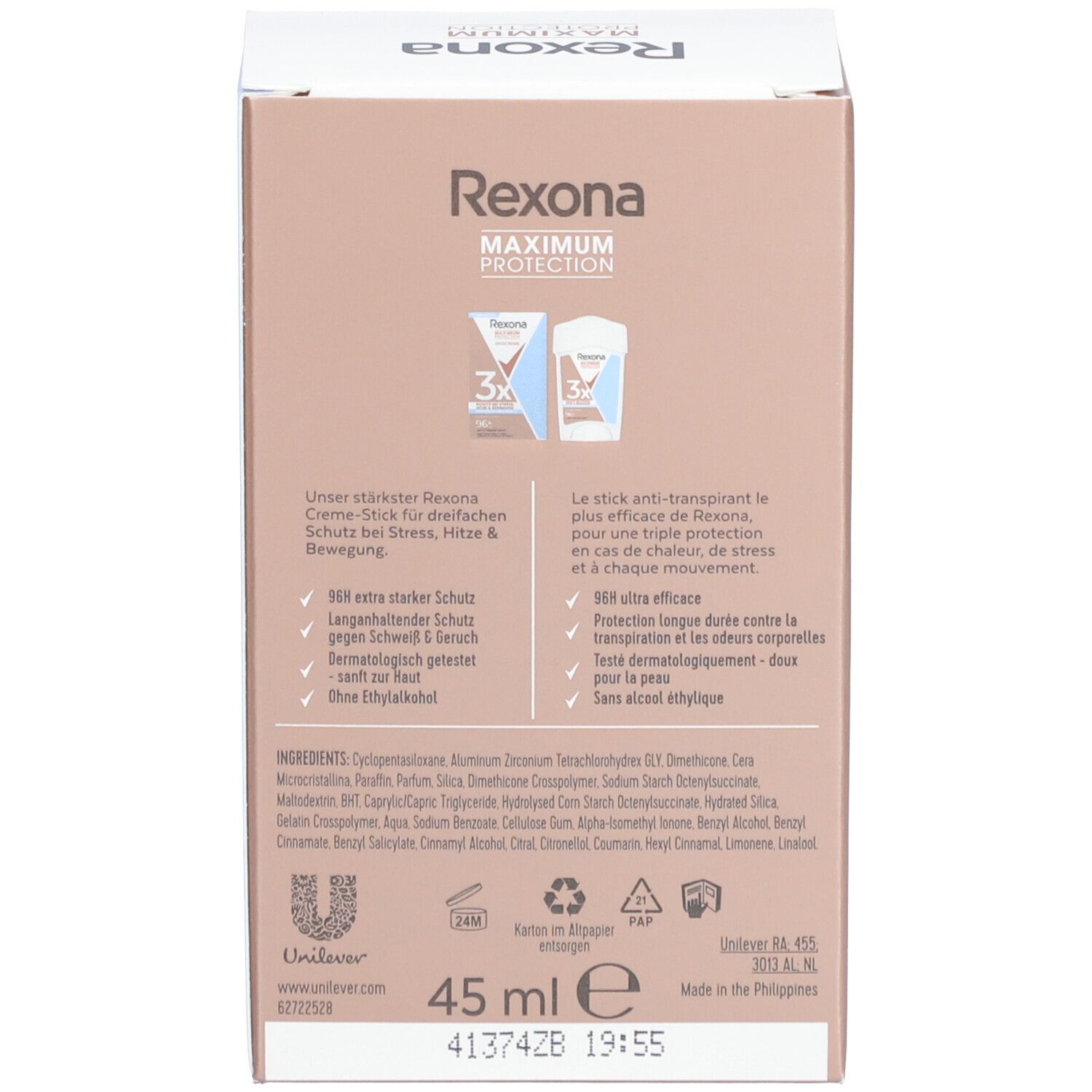 Rexona Maximum Protection Clean Scent Deodorant Roll-On 96H