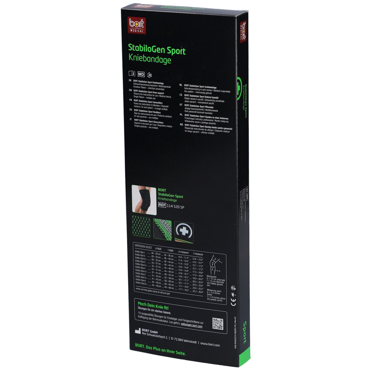BORT StabiloGen® Sport Kniebandage XL Schwarz-Grün 4
