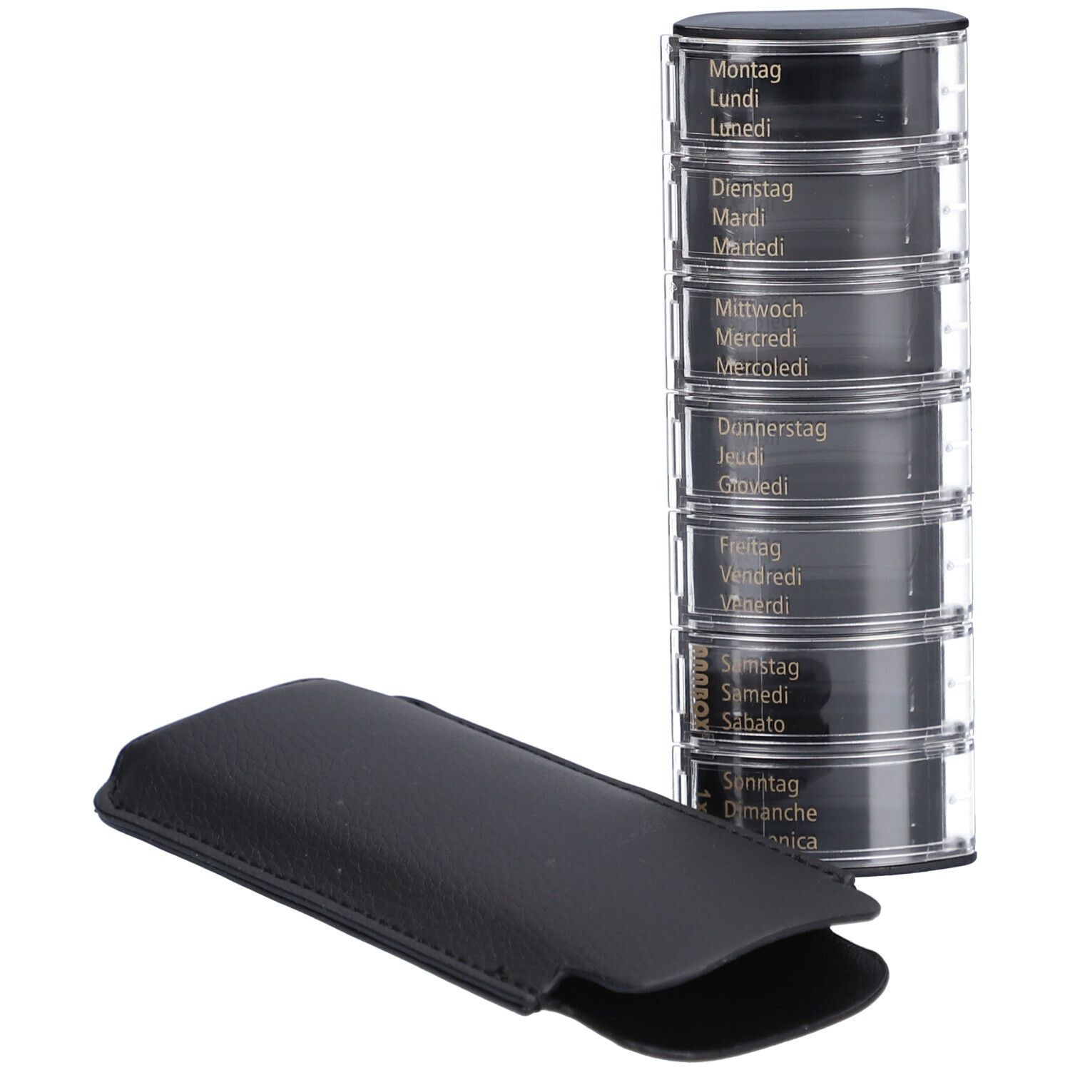 ANABOX Medidispenser 7Tage Lederetui schwarz