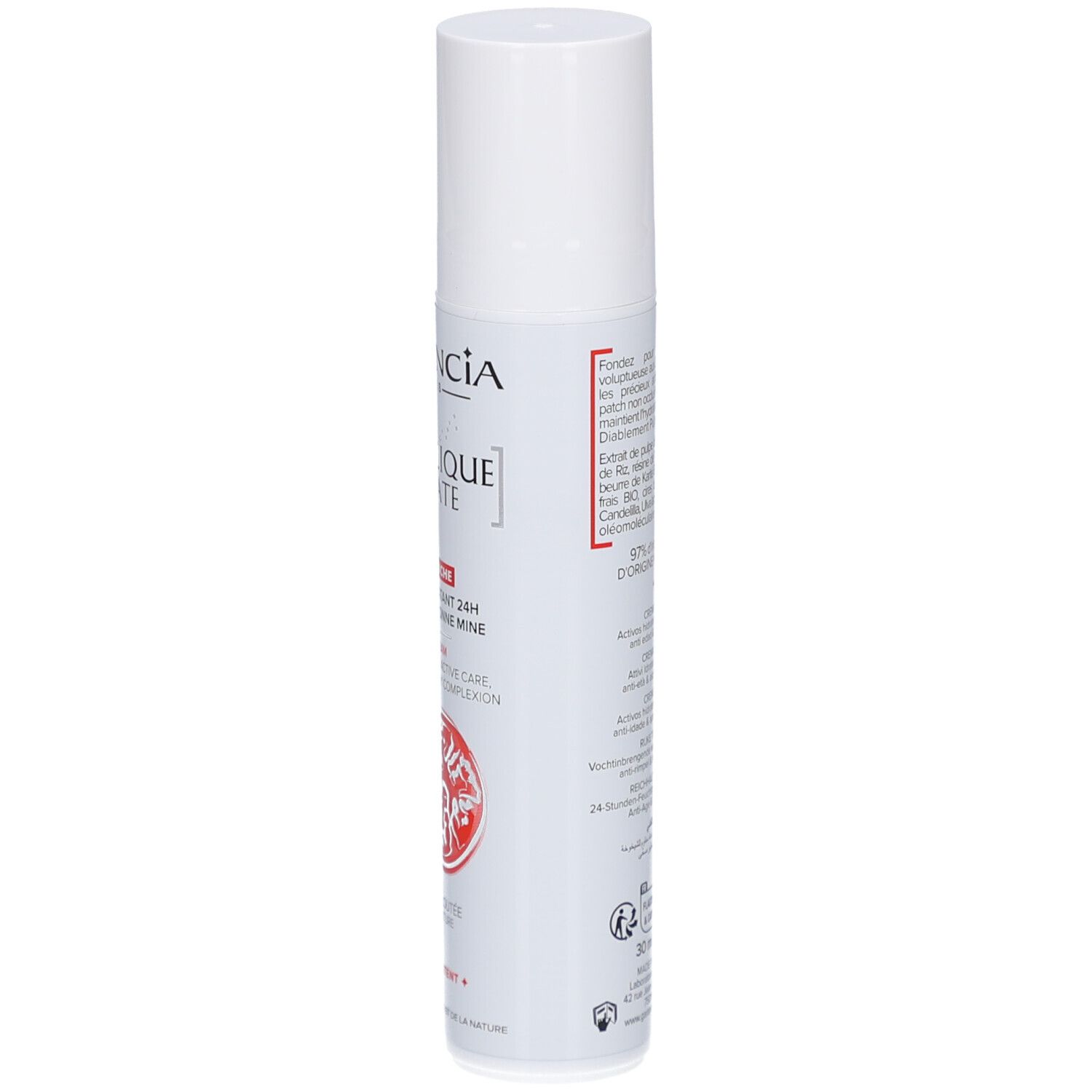 Tube blanc GARANCIA Diabolique Tomate Crème Riche. Texte et illustrations. Bouchon blanc.