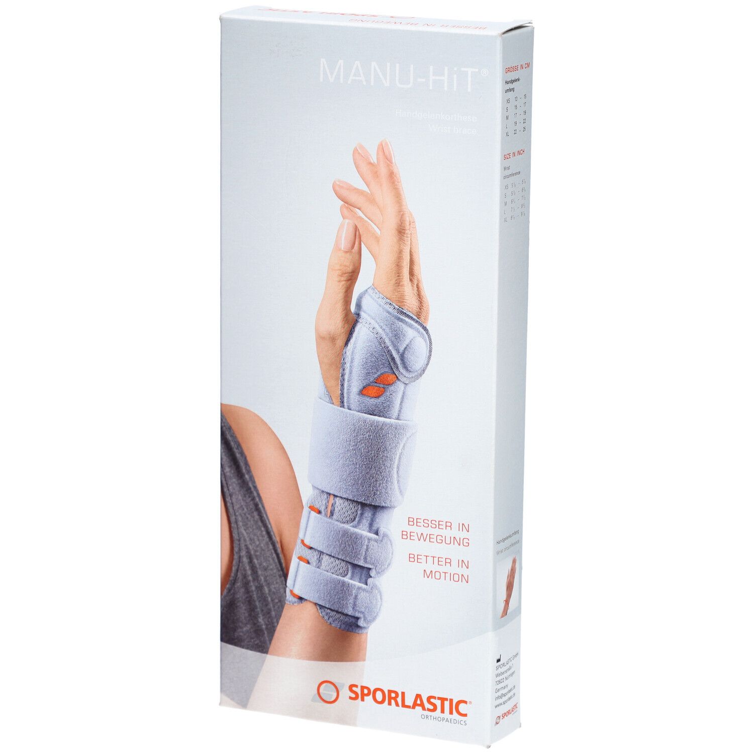 SPORLASTIC Manu Hit Handgelenkorthese Größe L 18cm Links Platinum