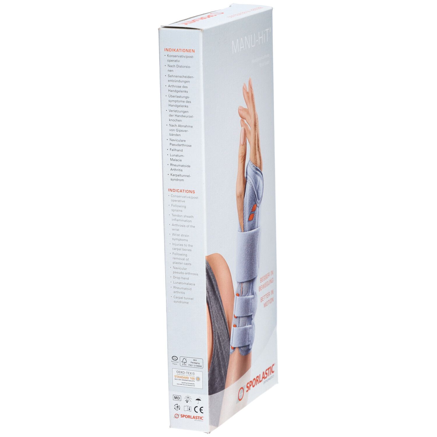 SPORLASTIC Manu Hit Handgelenkorthese Größe L 18cm Links Platinum