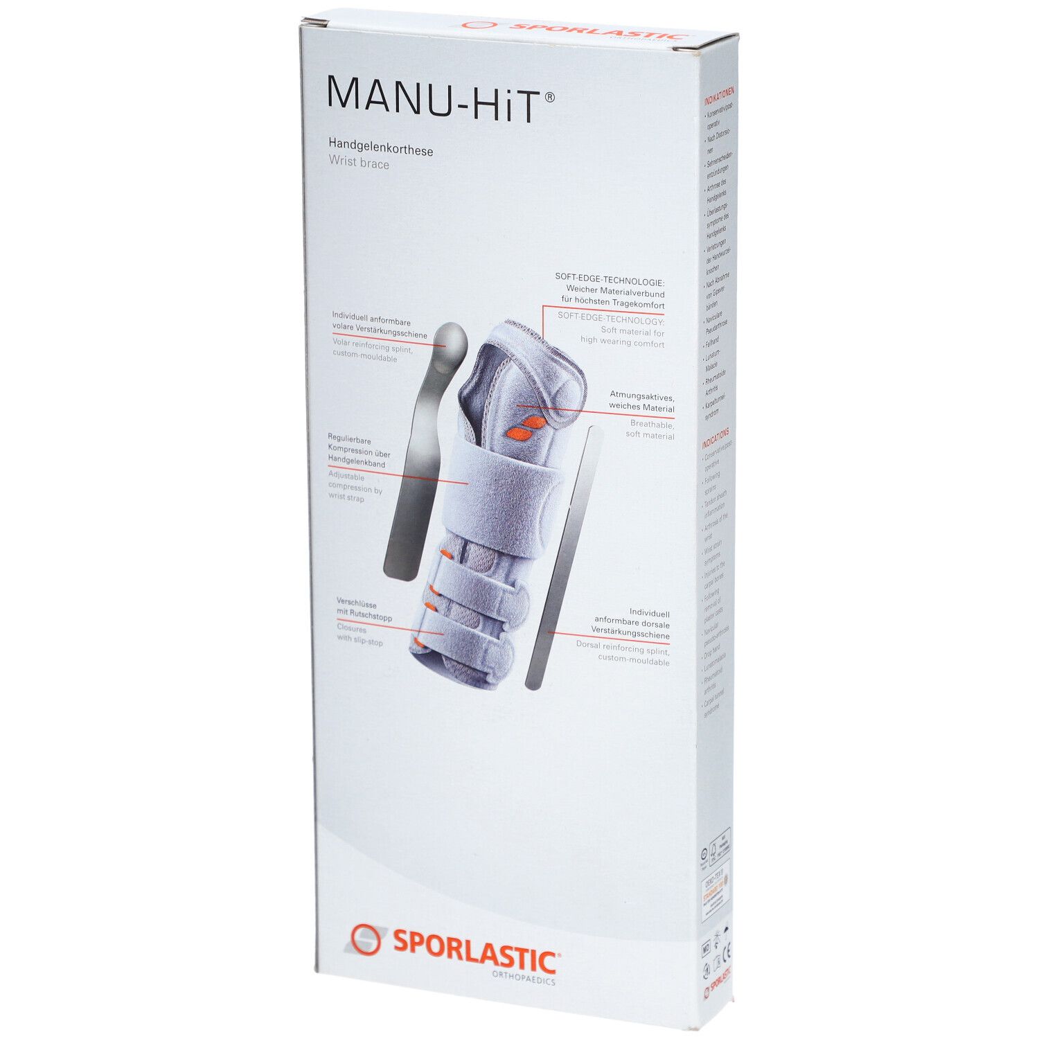 SPORLASTIC Manu Hit Handgelenkorthese Größe L 18cm Links Platinum
