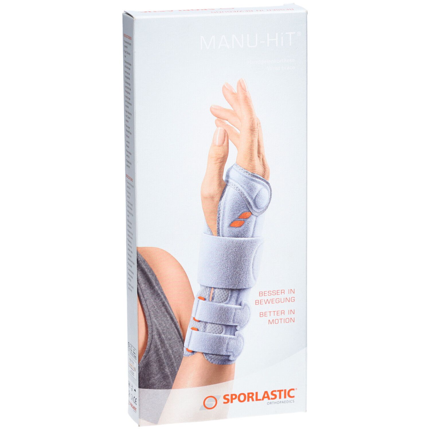 SPORLASTIC Manu Hit Handgelenkorthese Größe L 18cm Links Platinum