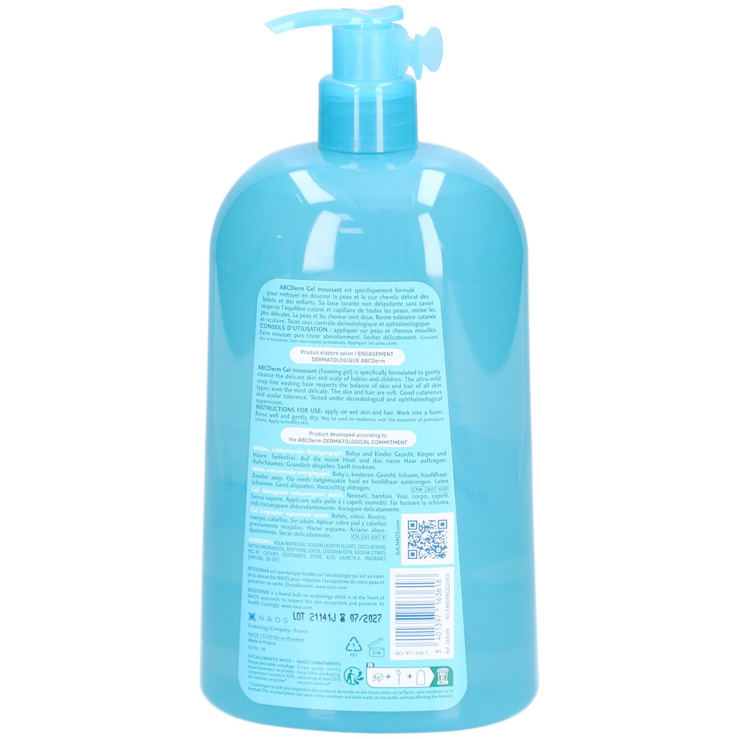 BIODERMA ABCDerm Gel Moussant Nettoyant Doux