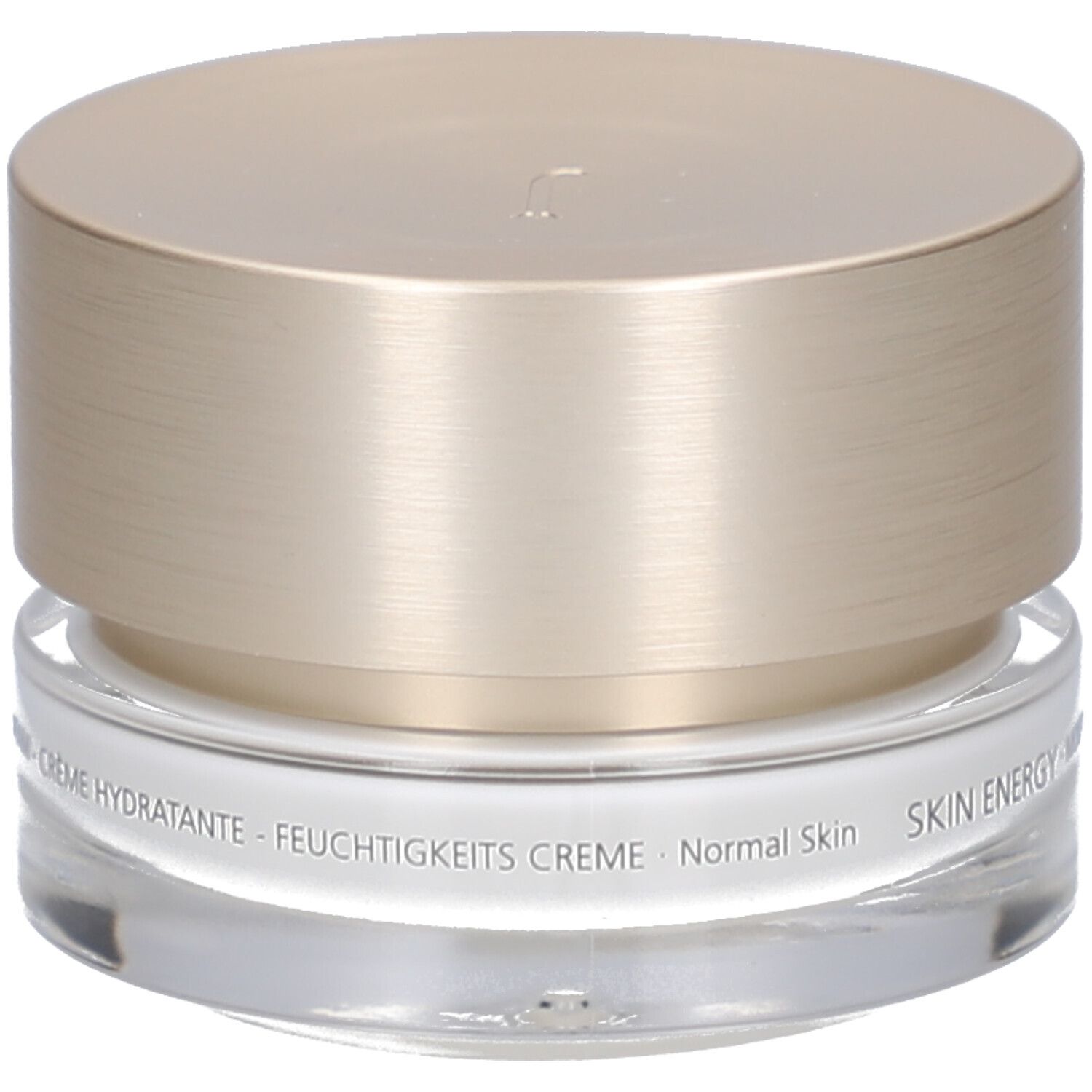 Pot de crème avec couvercle doré. "JUVENA OF SWITZERLAND" sur le couvercle. "SKIN ENERGY" sur le pot.