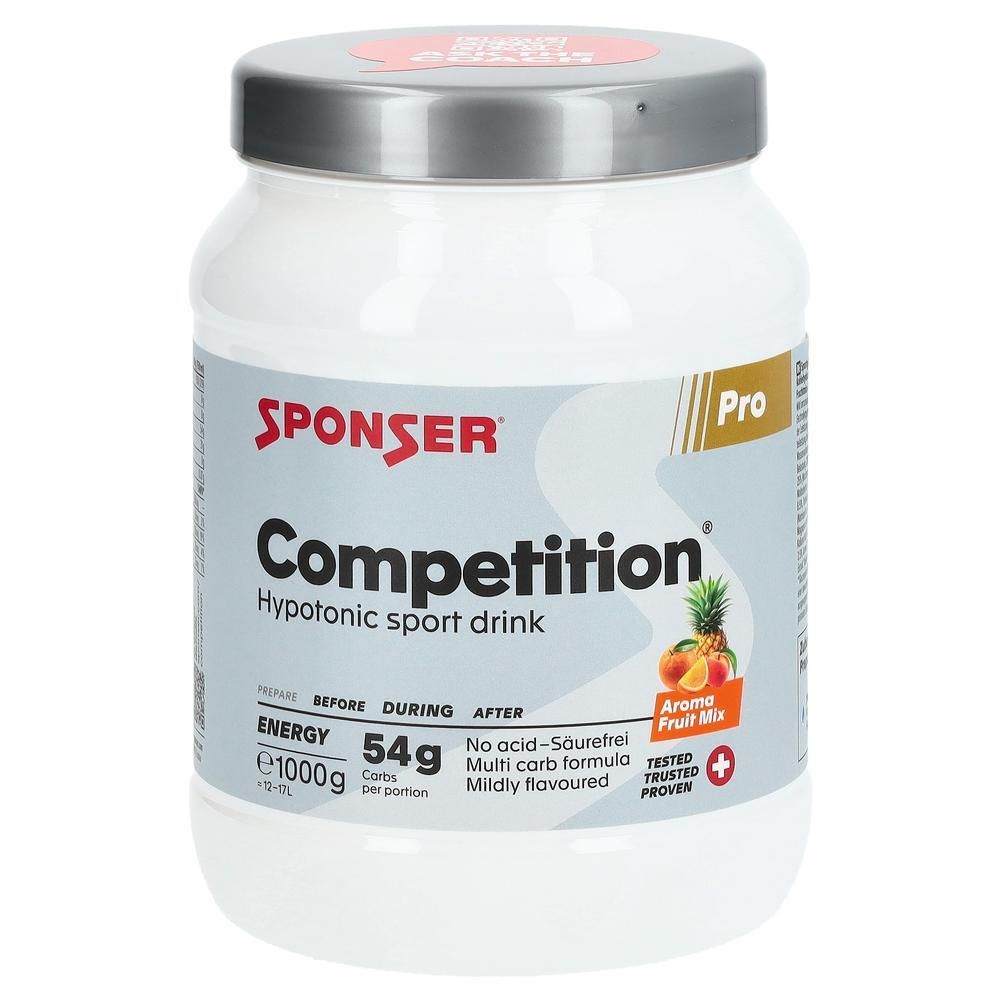 Pot blanc avec couvercle argenté. Inscription SPONSER Competition, Aroma Fruit Mix. Croix suisse.