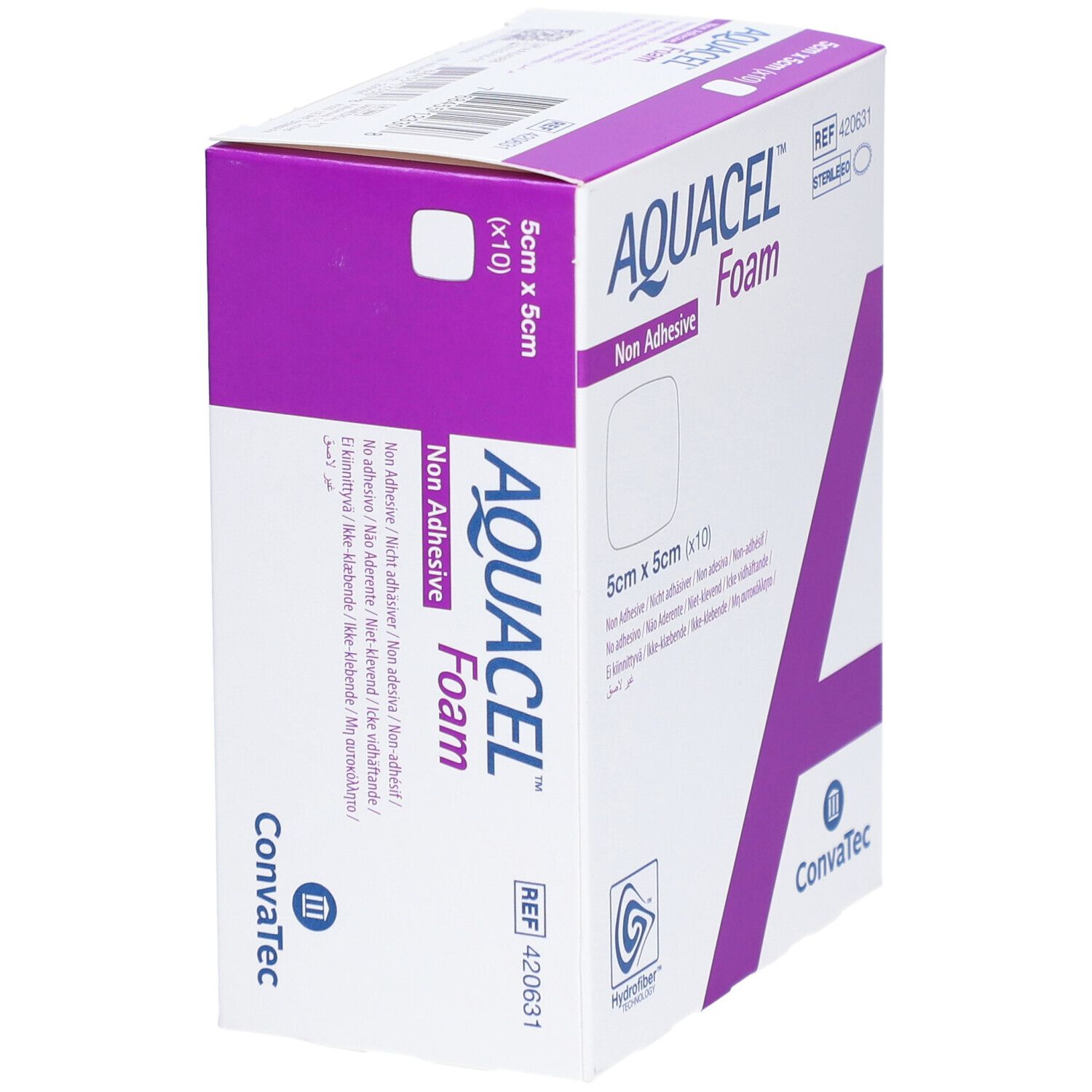 Verpackung AQUACEL Foam, nicht-adhäsiv. 5x5cm. KonvaTec Logo. Steril.