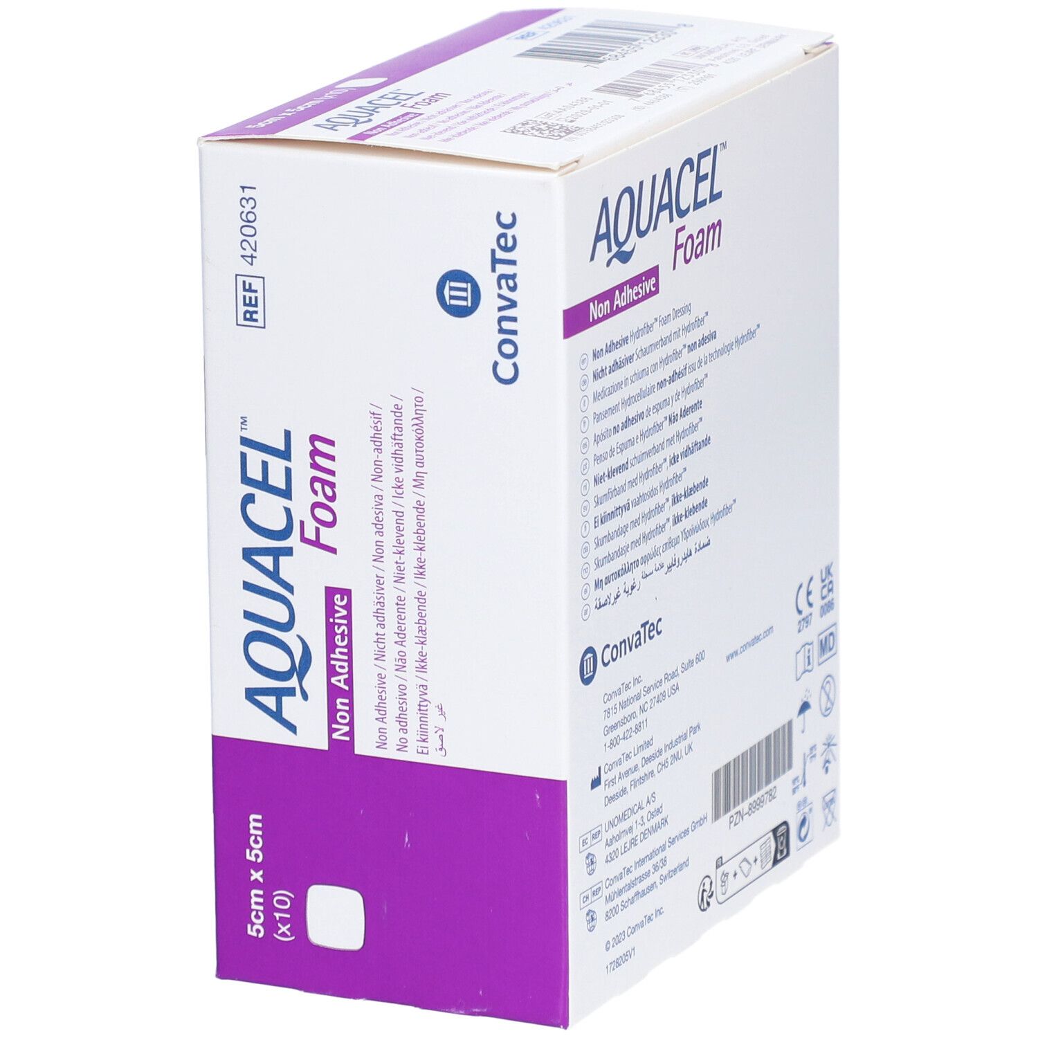 Verpackung AQUACEL Foam, nicht-adhäsiv. 5x5cm. KonvaTec Logo. Steril.