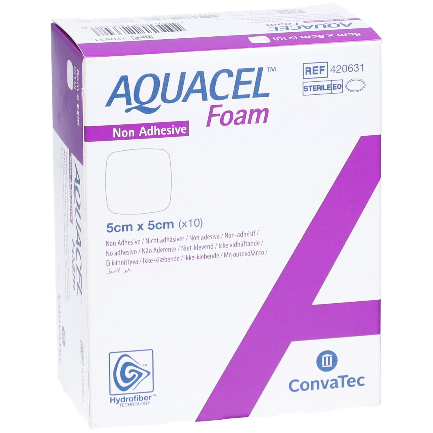 Verpackung AQUACEL Foam, nicht-adhäsiv. 5x5cm. KonvaTec Logo. Steril.
