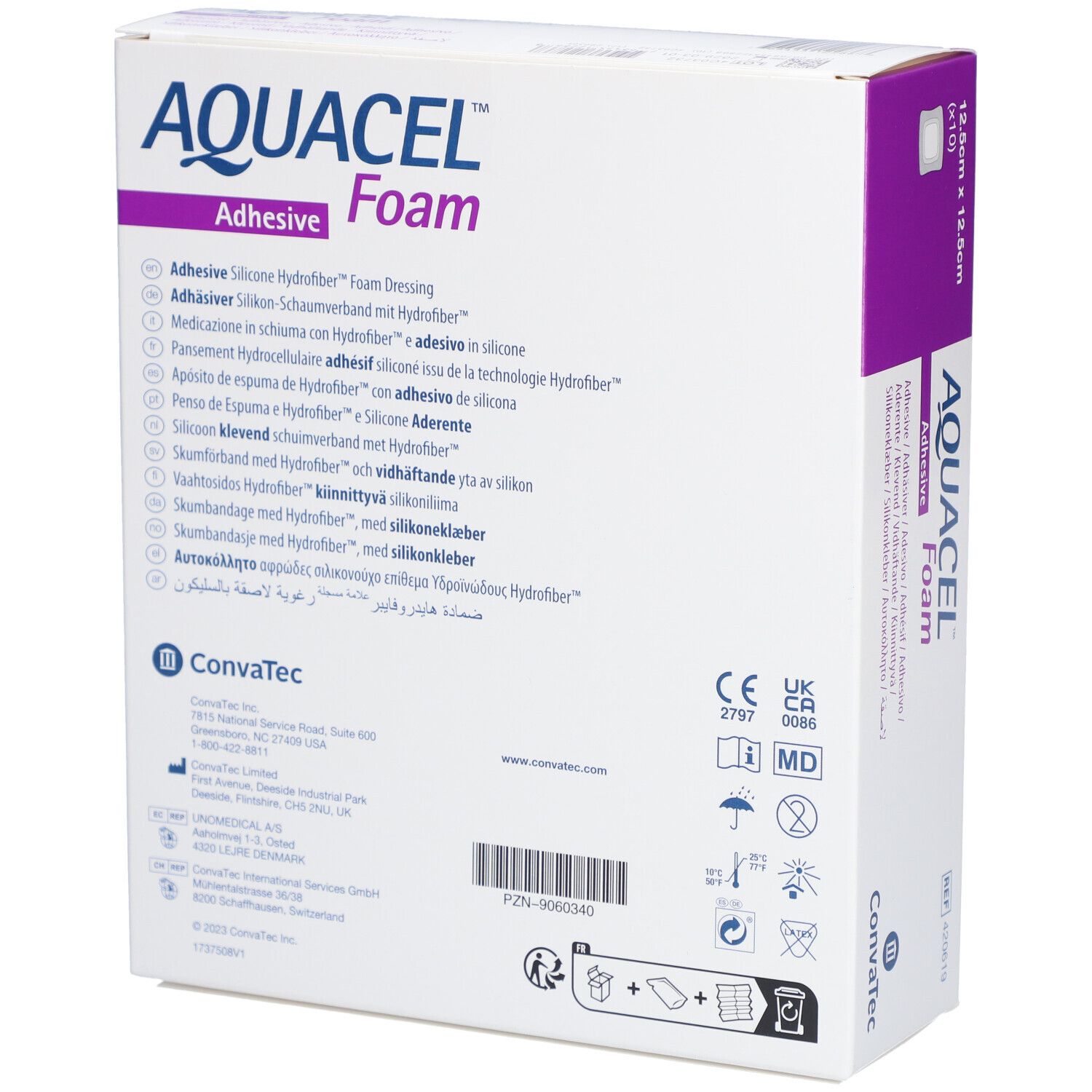 AQUACEL Foam Pansement adhésif 12,5 cm x 12,5 cm