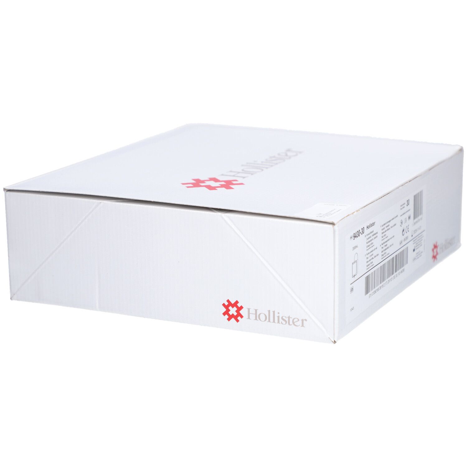 Weiße Verpackung mit Hollister-Logo und Produktinformationen. Aufdrucke: 9430-30, Hollister, CE-Kennzeichnung.