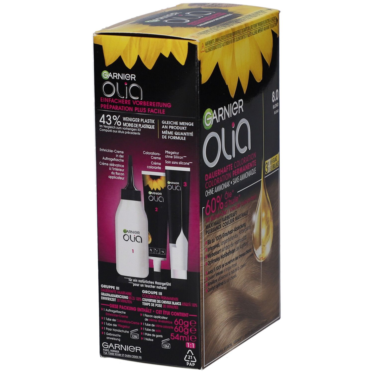 GARNIER Olia Coloration permanente 8.0 Blond Clair