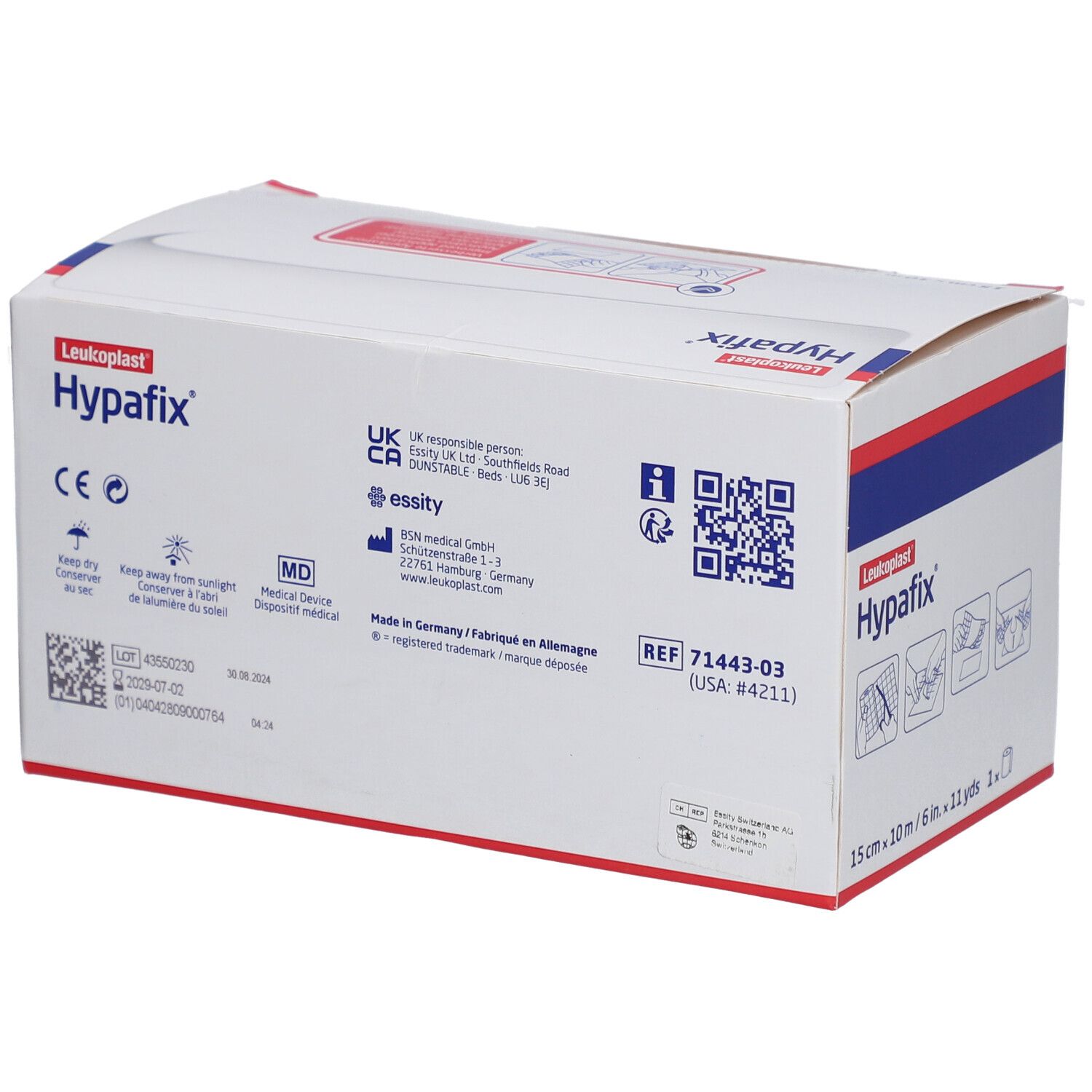 Hypafix® 15 cm x 10 m Bande non-tissée adhésive hypoallergénique