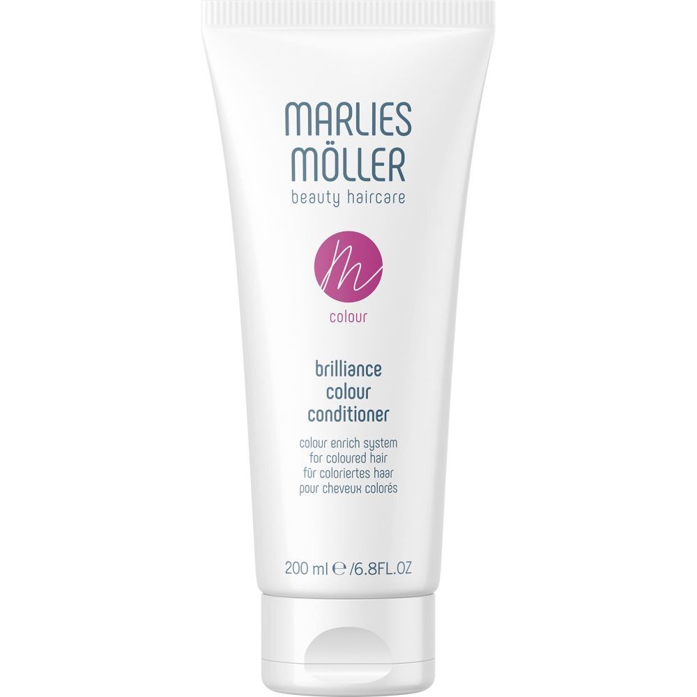 Tube blanc. Marlies Möller beauty haircare. Colour Brilliance Conditioner. 200 ml. Logo rose.