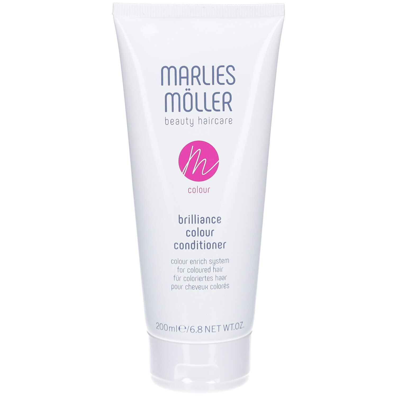Dos du tube. Marlies Möller. Colour Brilliance Conditioner. Texte en plusieurs langues.
