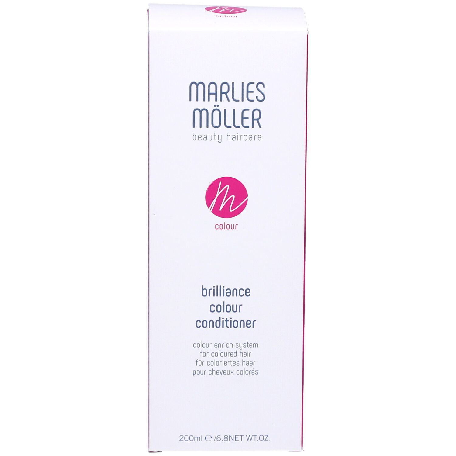 Tube blanc. Marlies Möller. Colour Brilliance Conditioner. Sur fond blanc.