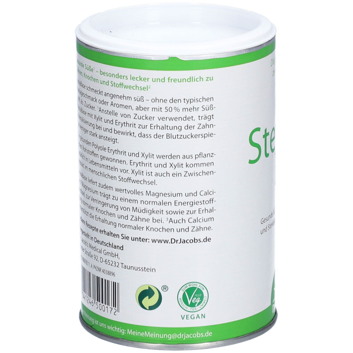 Dr. Jacob's SteviaBase Succédané de sucre Erythritol Xylitol Stévia