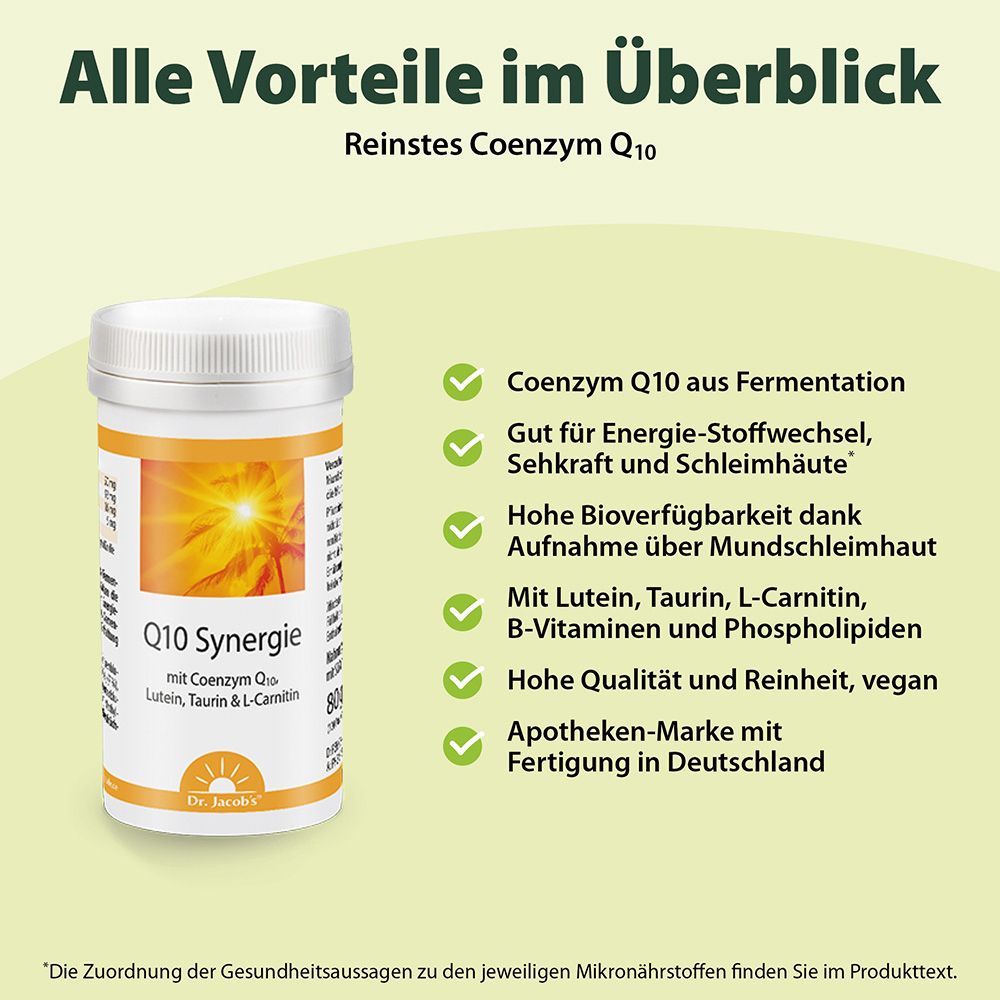 Dr. Jacob's Coenzym Q10 Synergie Lutein Taurin L-Carnitin B2