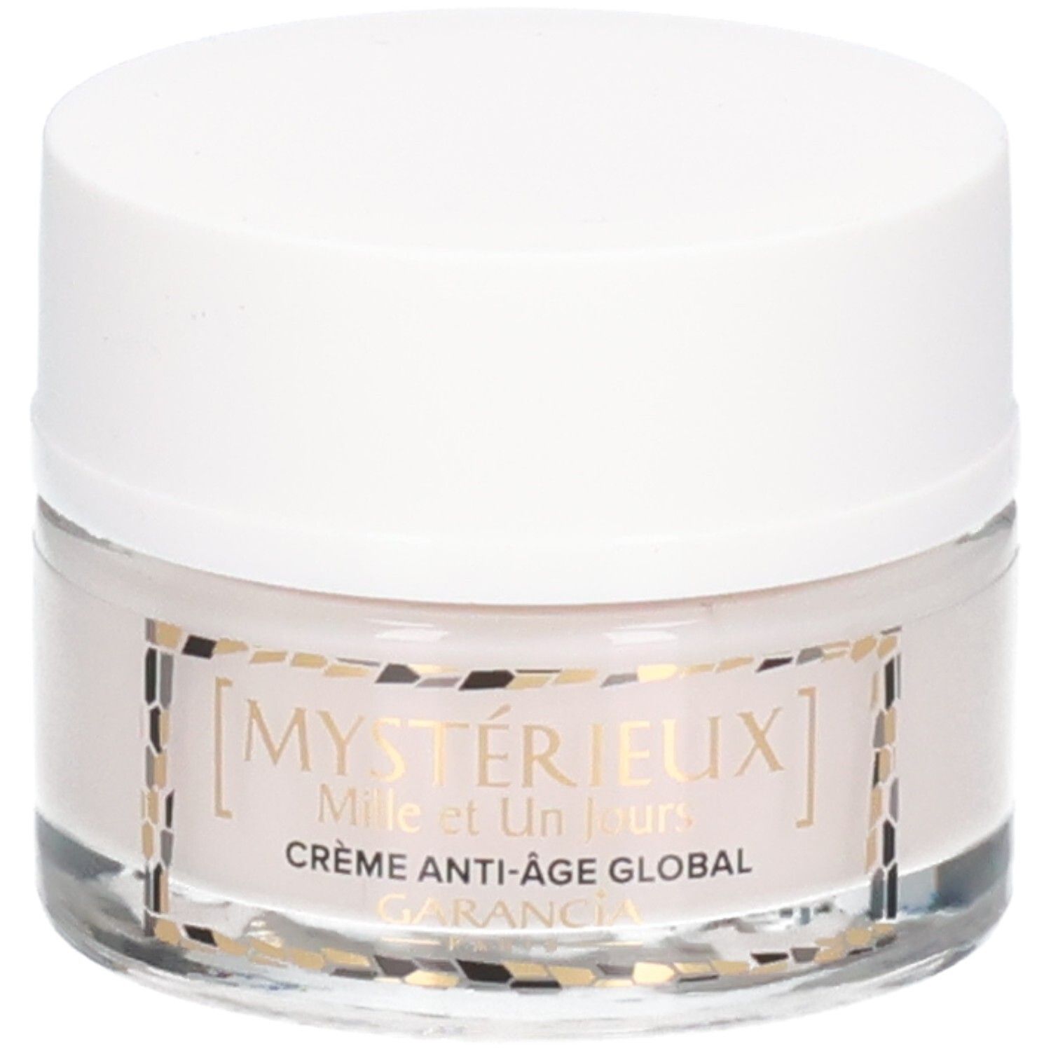 GARANCIA Mystérieux Mille et Un Jours Creme Anti-Age Global in Glasbehälter mit weißem Deckel.