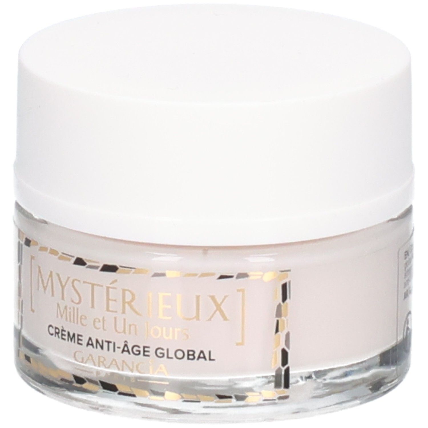 GARANCIA Mystérieux Mille et Un Jours Creme Anti-Age Global in Glasbehälter mit weißem Deckel.