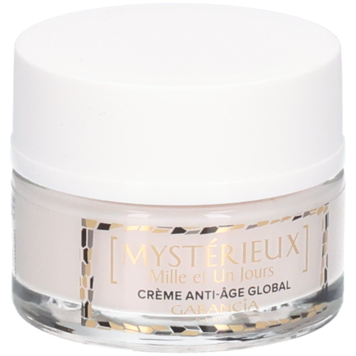 GARANCIA Mystérieux Mille et Un Jours Creme Anti-Age Global in Glasbehälter mit weißem Deckel.