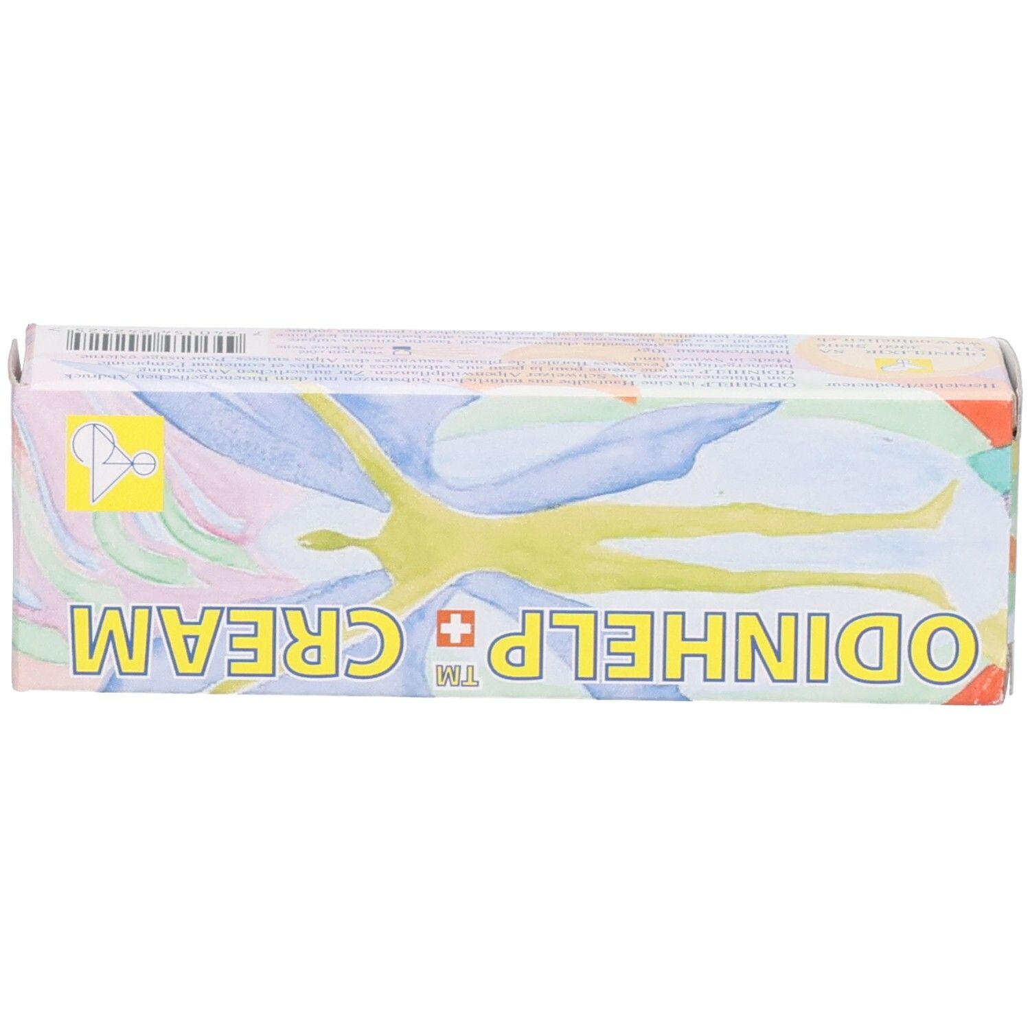 ODINHELP CREAM Karton mit bunten Mustern und Text.