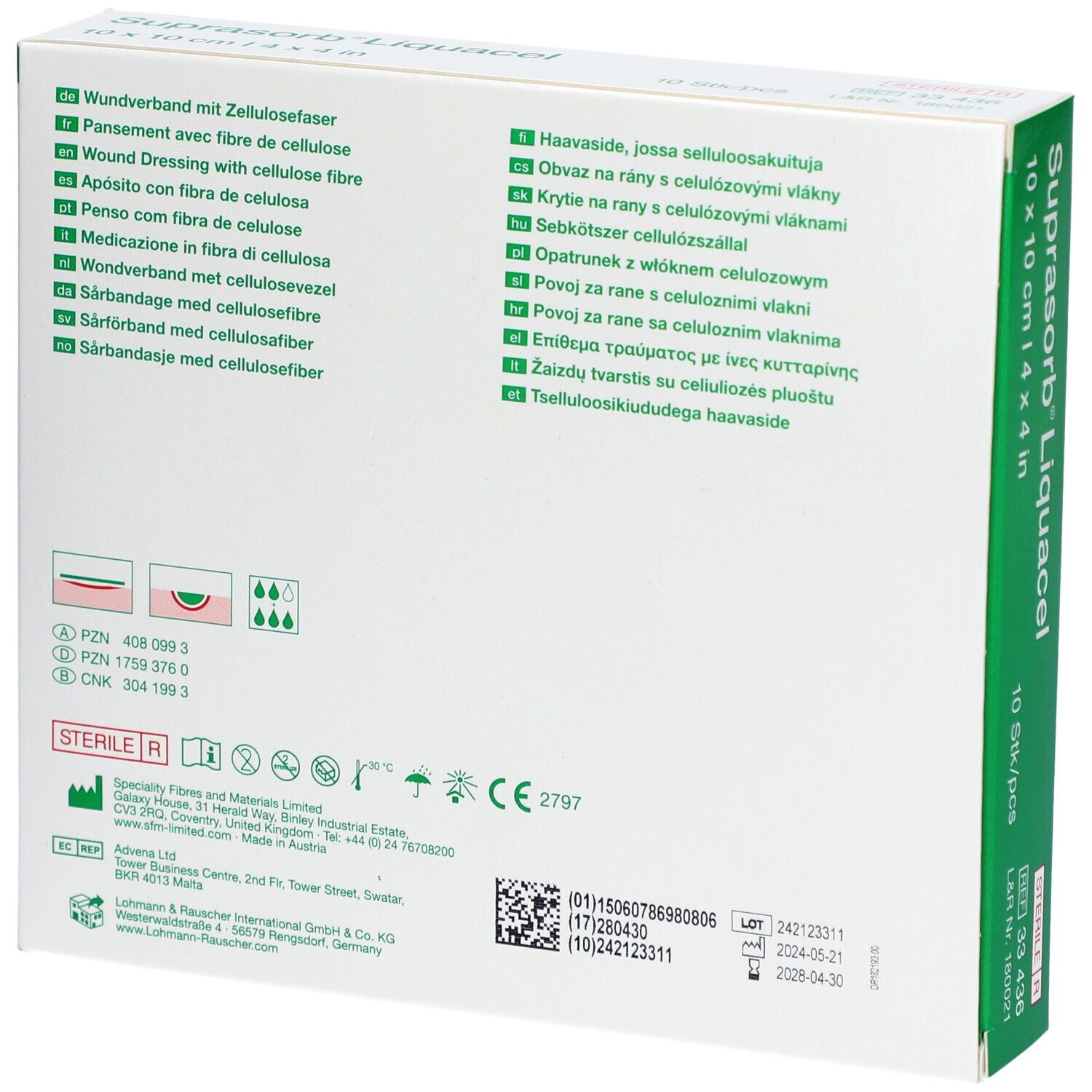L&R Suprasorb Liquacel  Pansement hydroactif 10 x 10cm