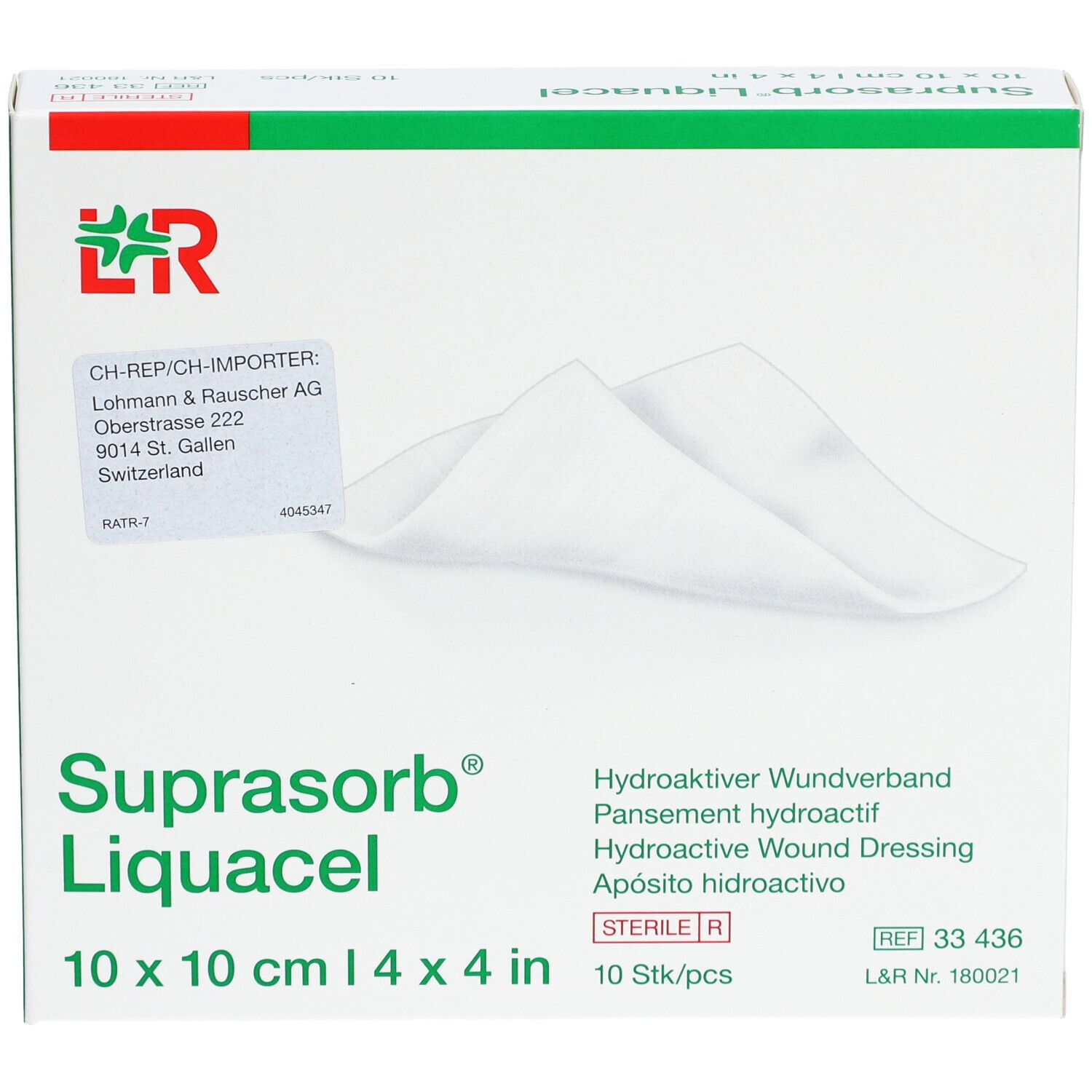 L&R Suprasorb Liquacel  Pansement hydroactif 10 x 10cm