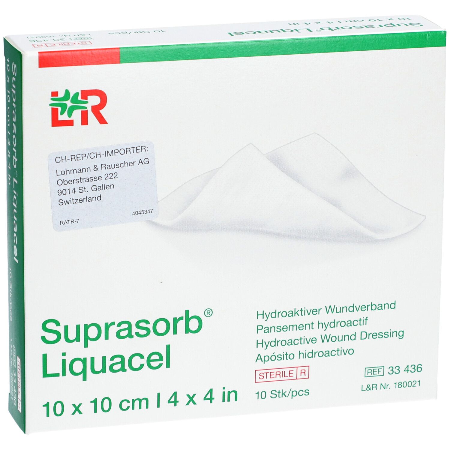 L&R Suprasorb Liquacel  Pansement hydroactif 10 x 10cm