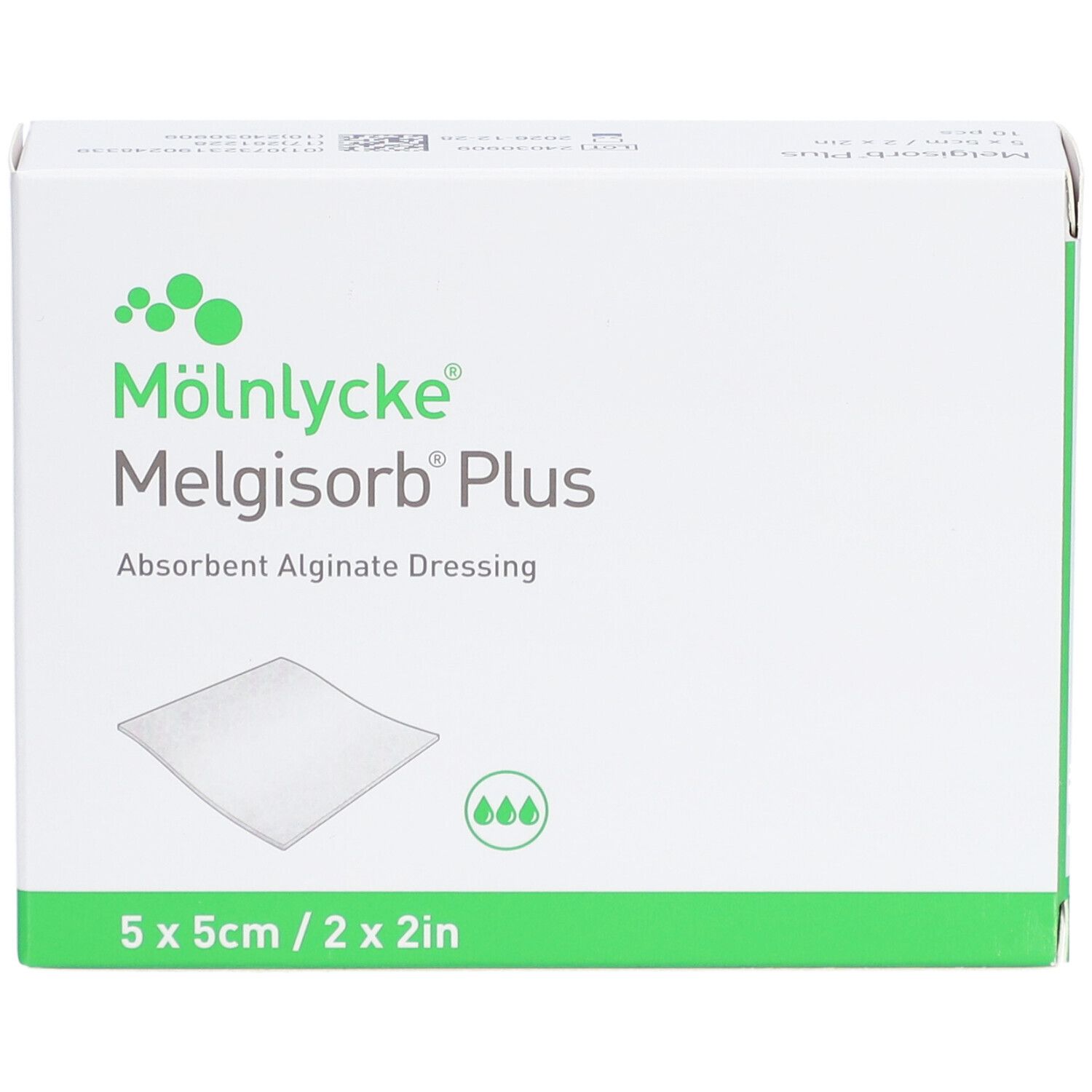 MÖLNLYCKE Melgisorb® Plus Pansement absorbant alginate 5 x 5 cm